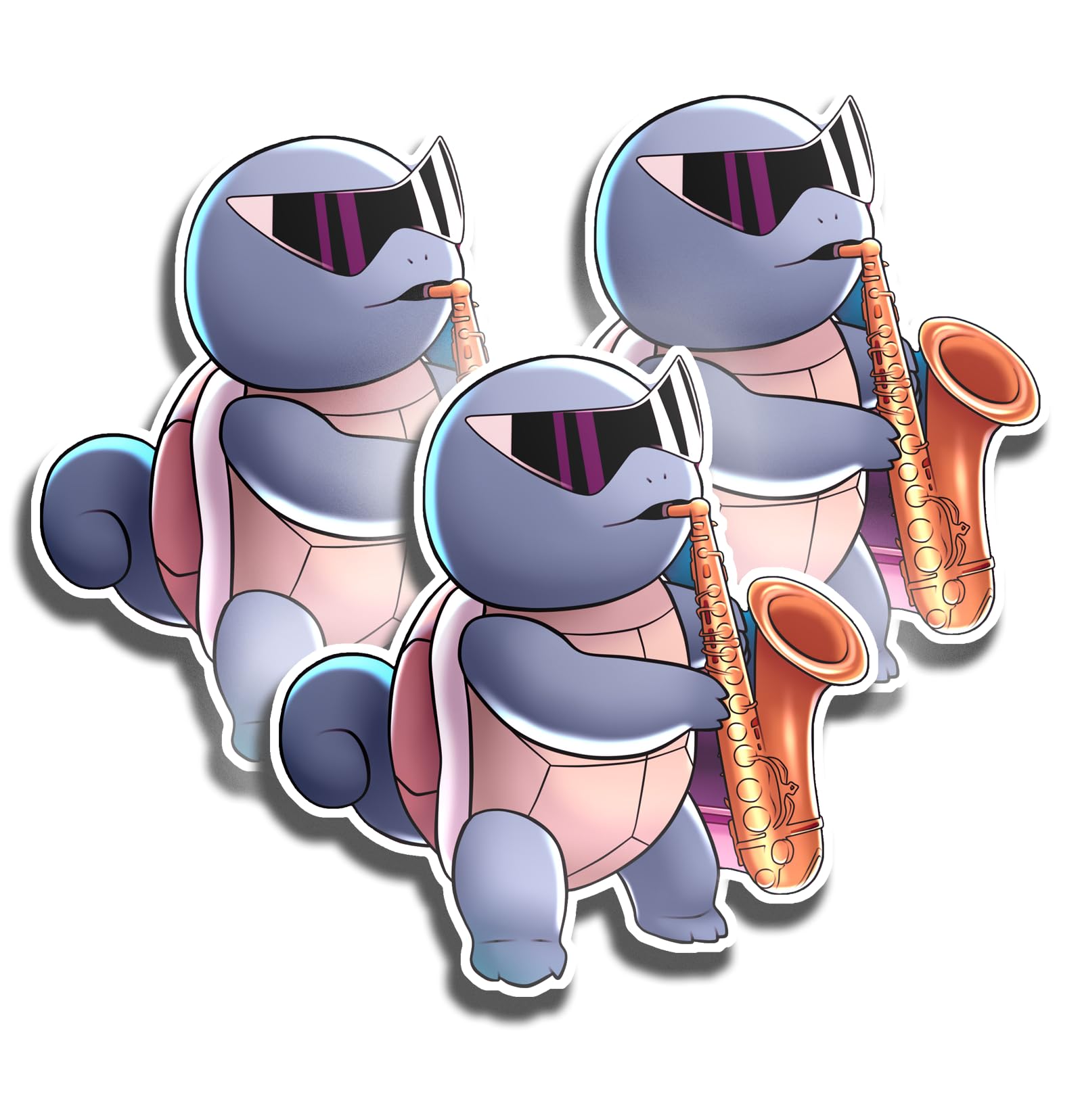 P0K3M0N Turtle Saxophone Squir, Sticker/Decal