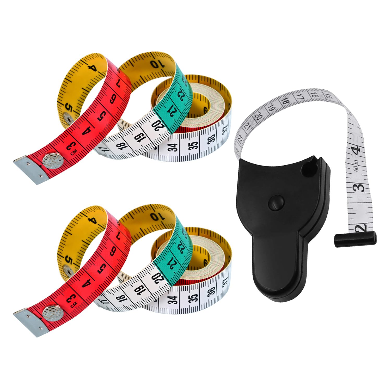 WUFGWBD 2 Rolls Of Soft Tape Measure And 1 Piece Of Automatic Retractable Tape Measure, Garment Measuring Tape, Sewing Ruler