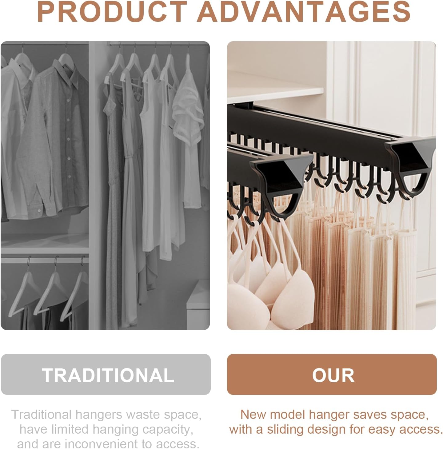 Pull Out Pot Rack, Pots and Pans Organizer for Under Cabinet, Aluminum Alloy Pot Hanging Holder, Slide Out Organization for Kitchen Cabinet Cookware Baking Frying Rack (B, 9 Pairs Hooks)