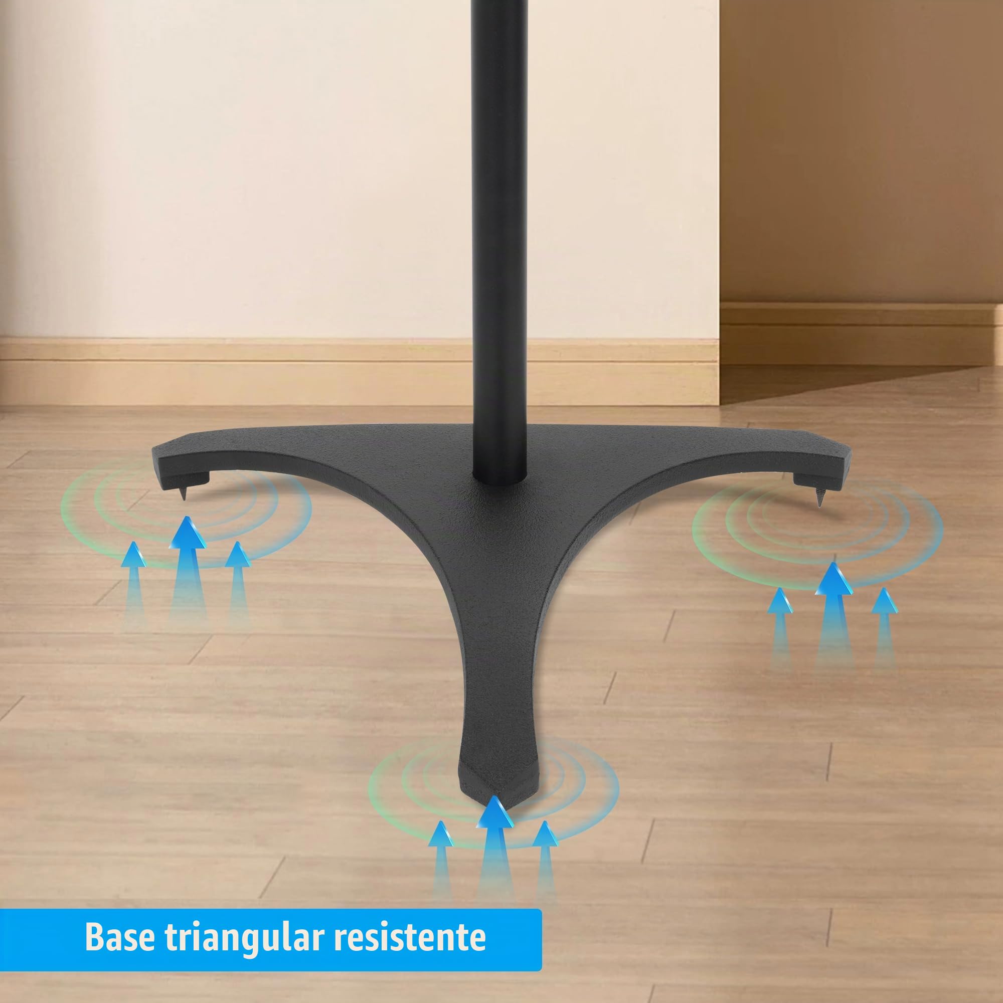 OUUTMEE - Juego de 2 soportes de altavoz ajustable en altura 86-127 cm | Patas de altavoces universales, soportes para altavoces en el suelo, base triangular, gestión de cables