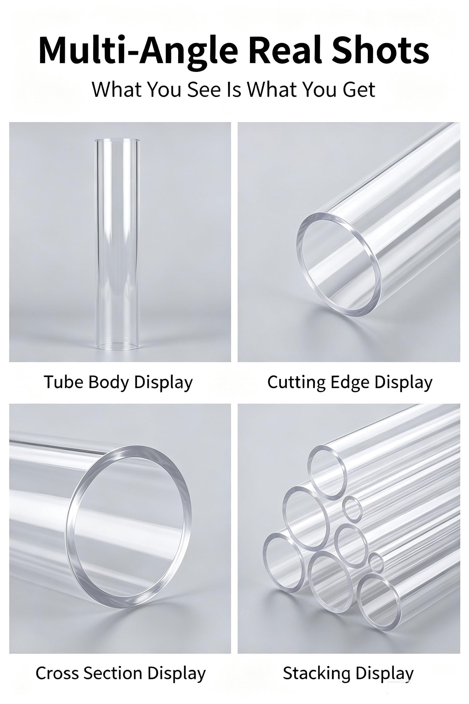 Klares Acryl-Rundrohr 300 Mm Außendurchmesser X 1 M, 1 Stück Transparenter PMMA-Hohlrohr Für DIY-Bastelarbeiten,300 * 10mm | Hohe Optische Klarheit, Glatte Glänzende Oberfläche, Leicht und Stabil, Einfach Zu Schneiden und Zu Bearbeiten