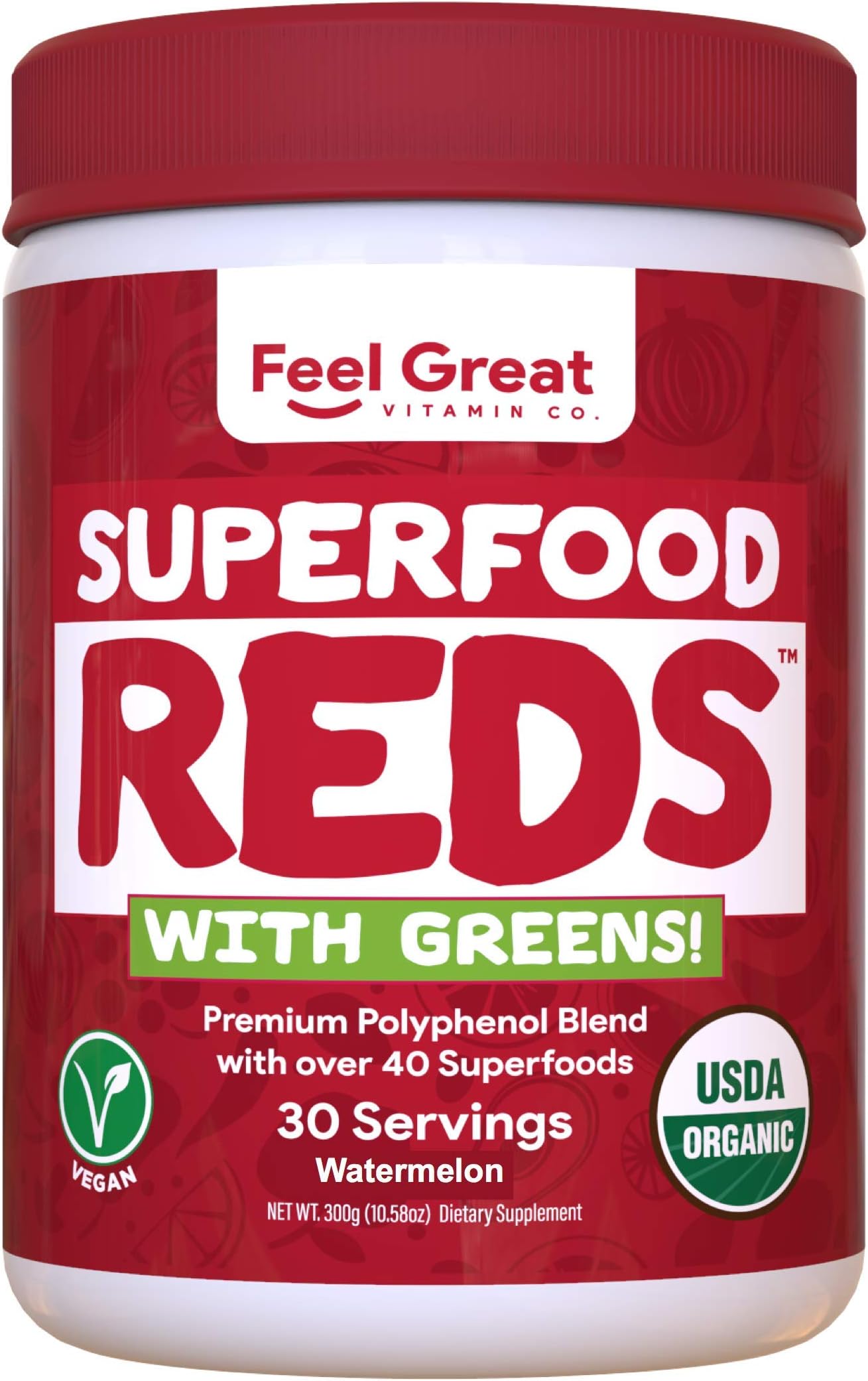 Superfood Reds - Original Recipe by Feel Great Vitamin Co. | Red & Green Juice Powder |50+ Whole Food Ingredients Including Probiotics, Prebiotic Fiber & Digestive Enzymes
