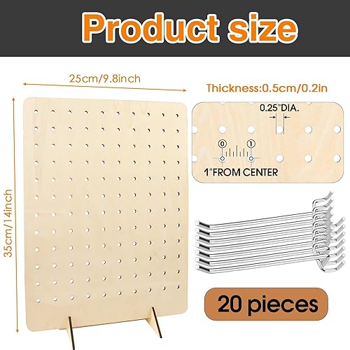 Miniatura 2 de 2 soportes de exhibición de madera con 20 ganchos de metal, soporte de exhibición de llavero para exhibición de joyas, manualidades, ventas,