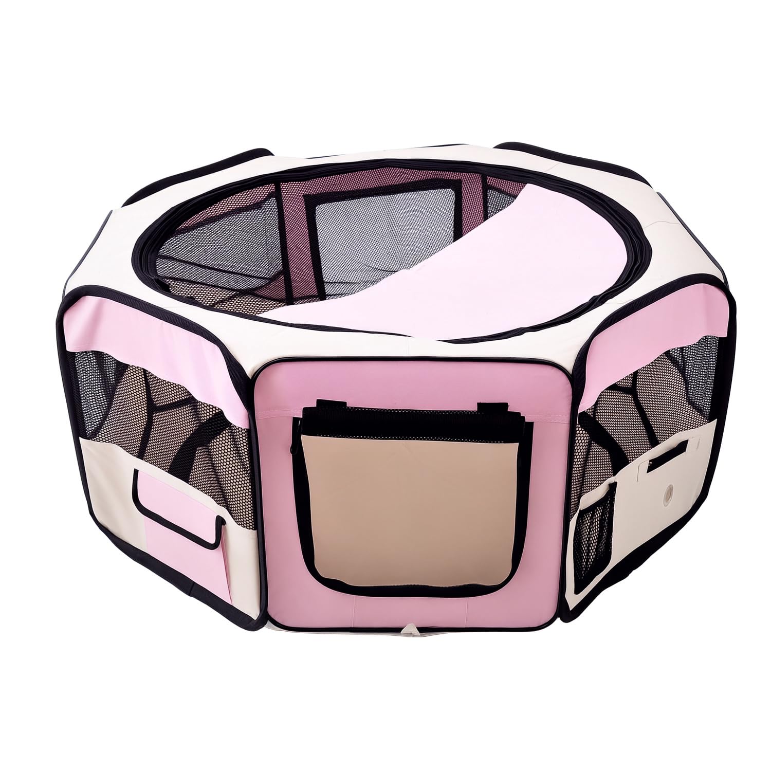 PAWHUT Fabric Dog Play Pen Puppy Pet Cat Rabbit Pig Guinea Playpen Run in Pink