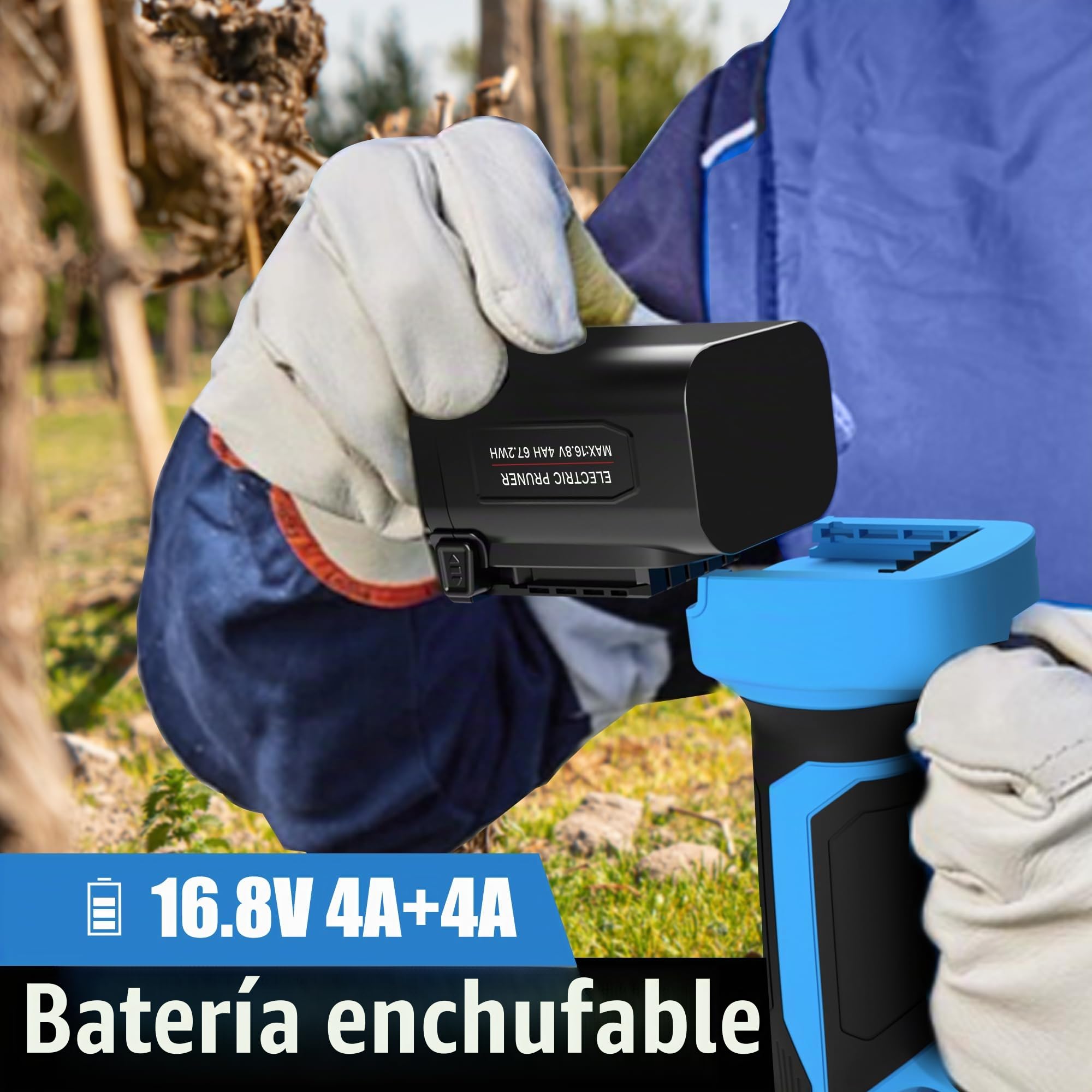 Tijeras de Podar Electricas 35mm - S748 Tijeras de Podar Bateria con Control Progresivo, 2×4000mAH Batería de Litio Tijeras de Podar Profesionales para Olivos, Viñedos y Agricultura