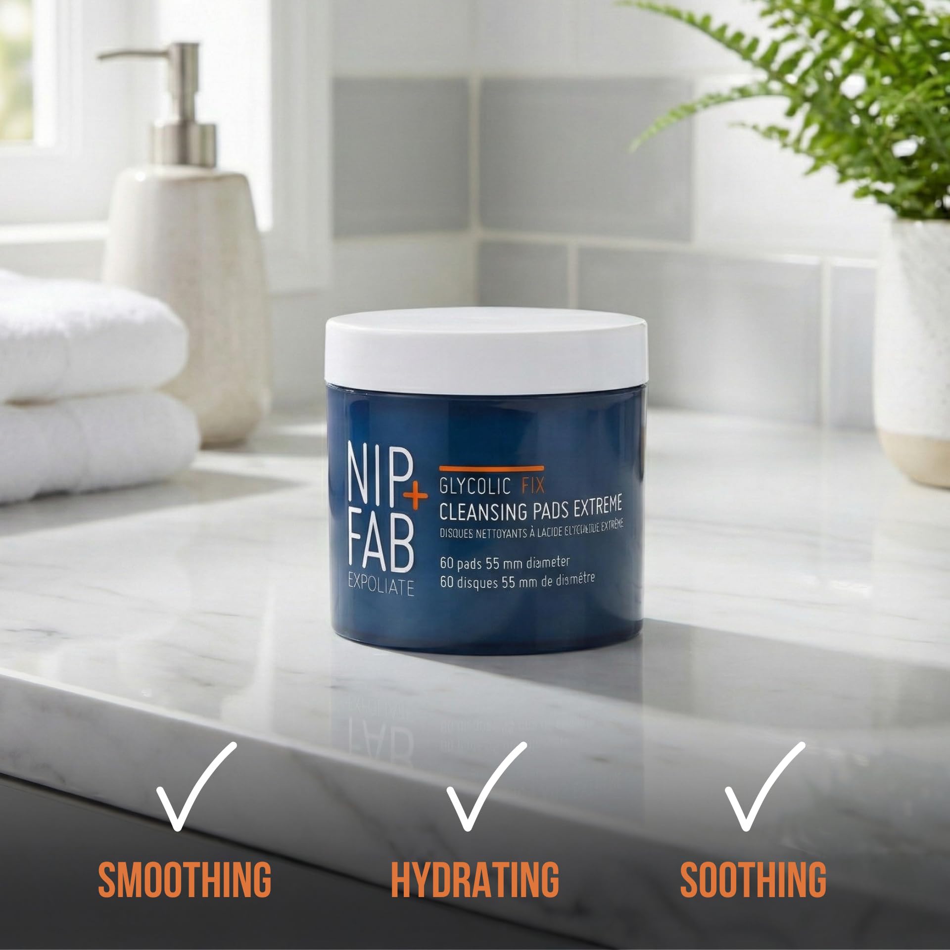 Nip + Fab Glycolic Fix Night Pads Extreme | Złuszczające Płatki z Kwasem Glikolowym na Noc | Peeling Kwasowy | Skoncentrowany Peeling Kwasowy | 60 sztuk