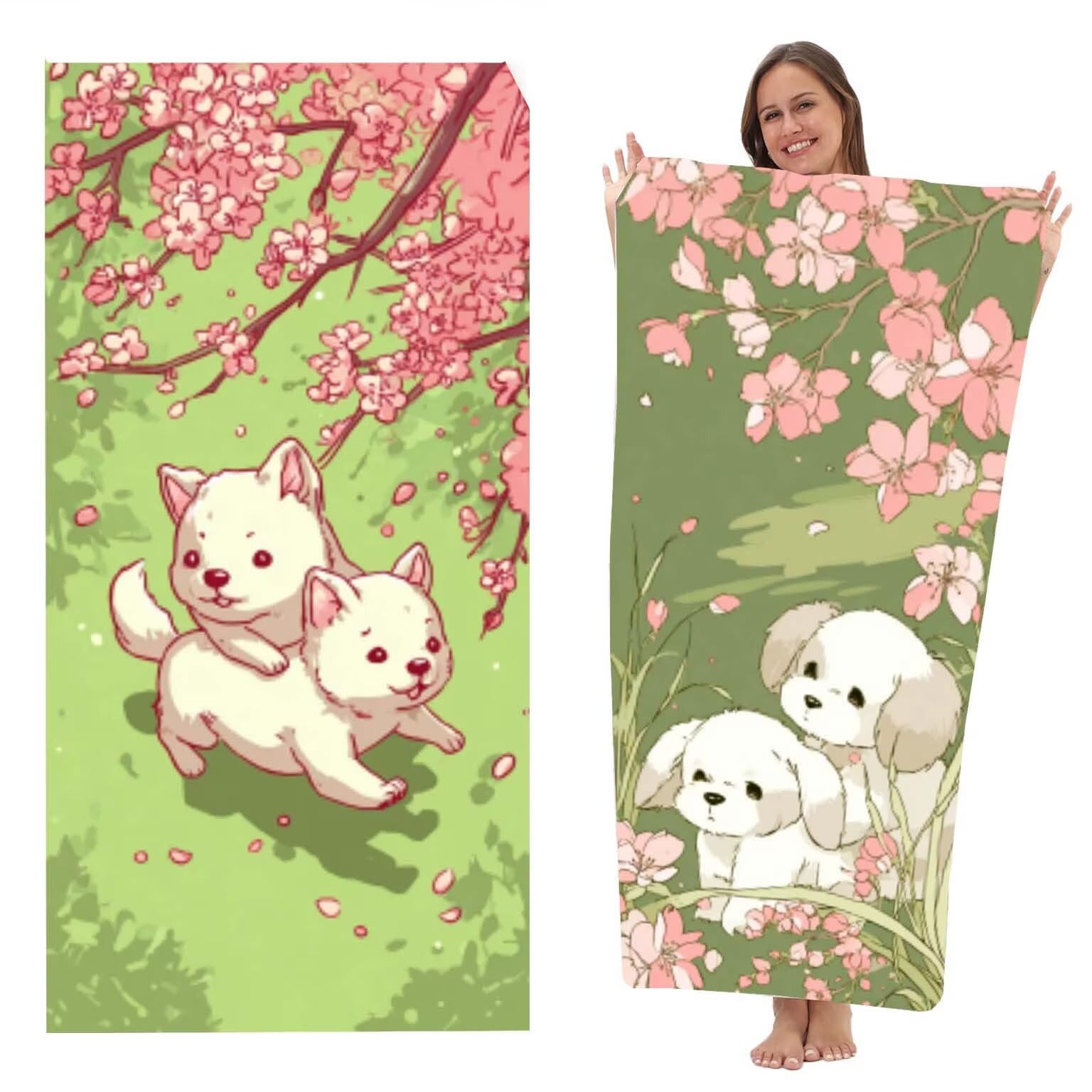 Telo Mare 90x180 cm, Set da 2 Microfibra Asciugamani Teli da Spiaggia Asciugatura Rapida e Anti-Sabbia Palestra Grande xxl Uomo Donna Accessori Beach Towel Grandi per Piscina (Albero Di Cane) z-2490