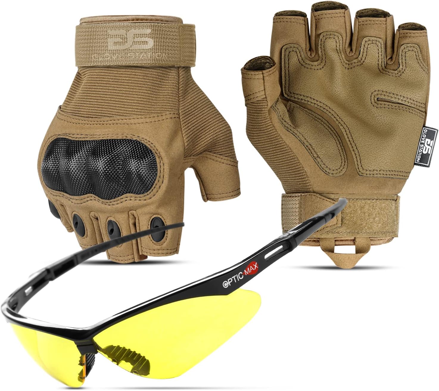 Glove Station Fingerless Tactical Rubber Knuckle Gloves