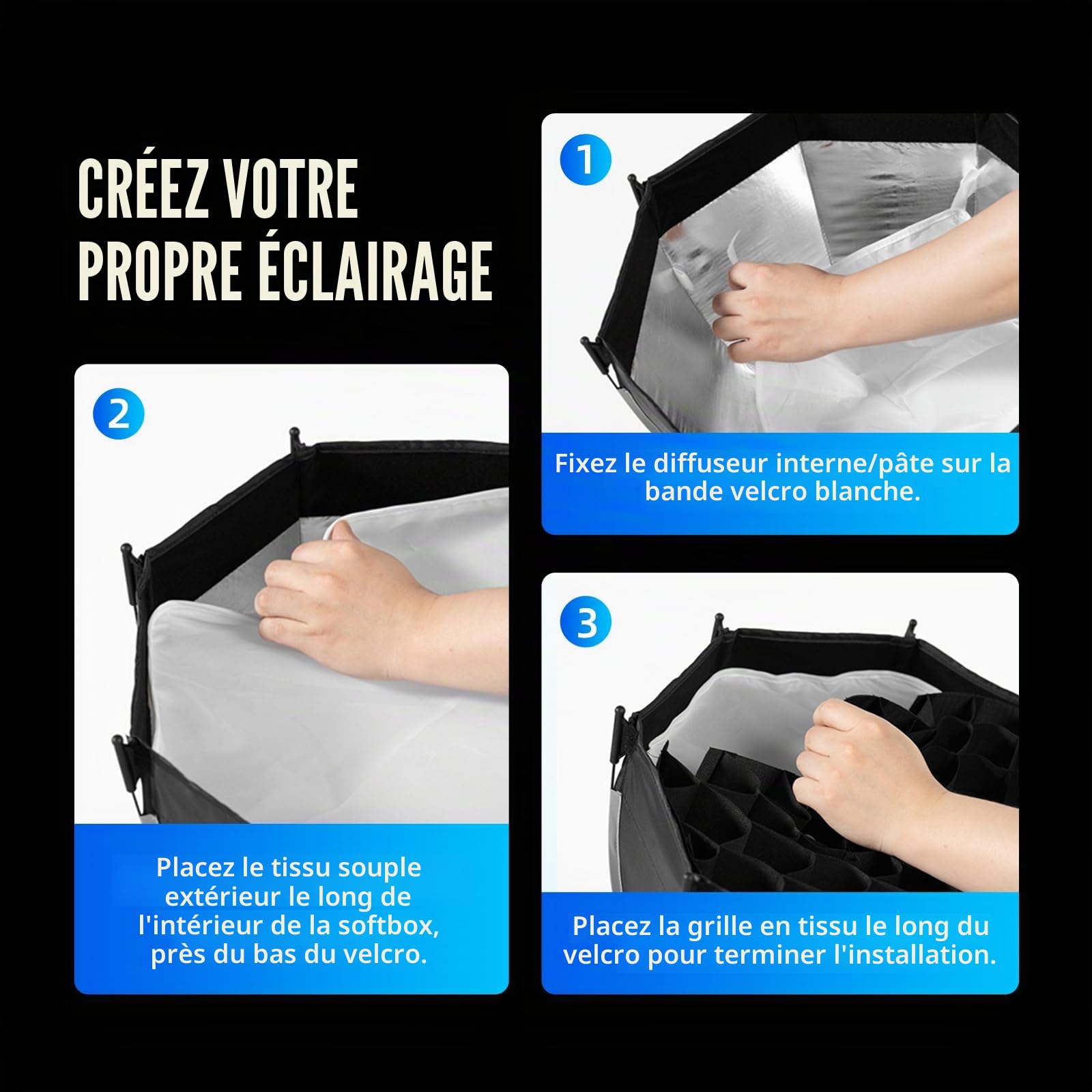 AMBITFUL Mini boîte à lumière à libération Rapide avec Support Bowens, Pliable, configurée avec diffuseurs, Grille nid d'abeille, Sac de Rangement