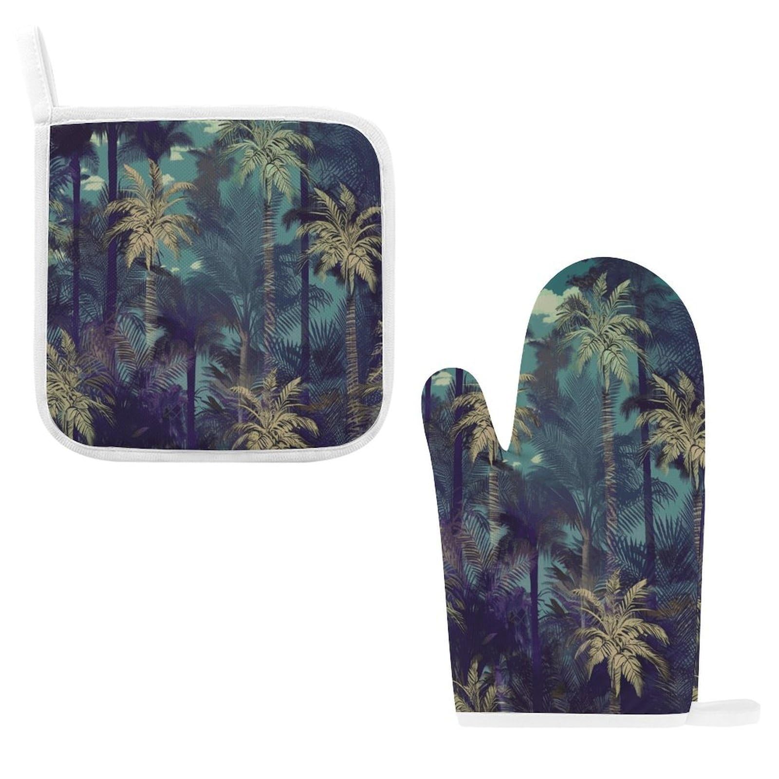 Fodpand Style Fantasy Palm Tree Jungle Oven Mitts And Pot Holders Sets