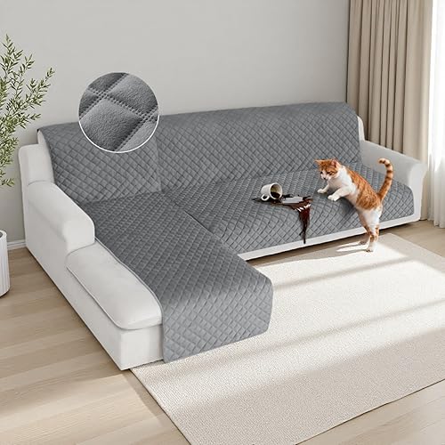 Miniatura 25 de HDCAXKJ Fundas impermeables para sofá modular, acolchadas de terciopelo, 2 piezas, en forma de L, lavables, gruesas, antideslizantes, con protector