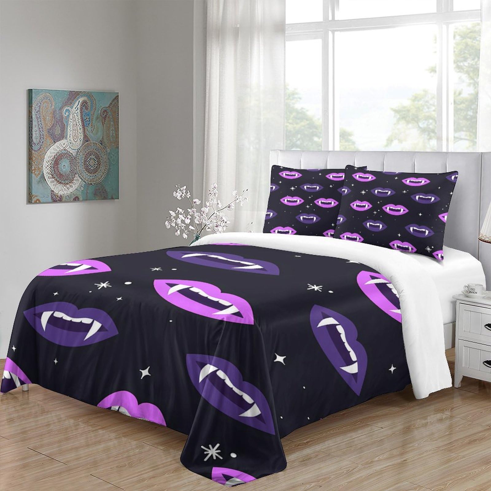 Tejido Texturizado Funda de Edredón con Fundas de Almohada 3 Piezas Diseño 3D Cremallera Oculta Transpirable Estilo de Sala de Estar Moderna Funda Edredon for niños y niñas King（220x240cm）