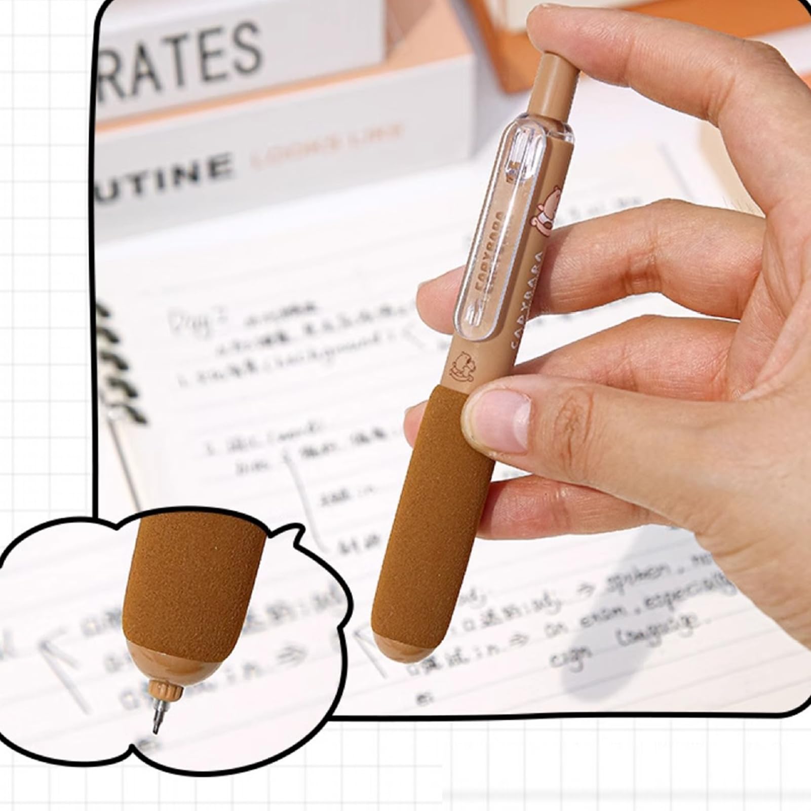 4 Pcs Cute Retractable Pens Small Pocket Pens Cartoon Capybara Gel Pen Black Ink Pen 0 5mm Fine — view 4