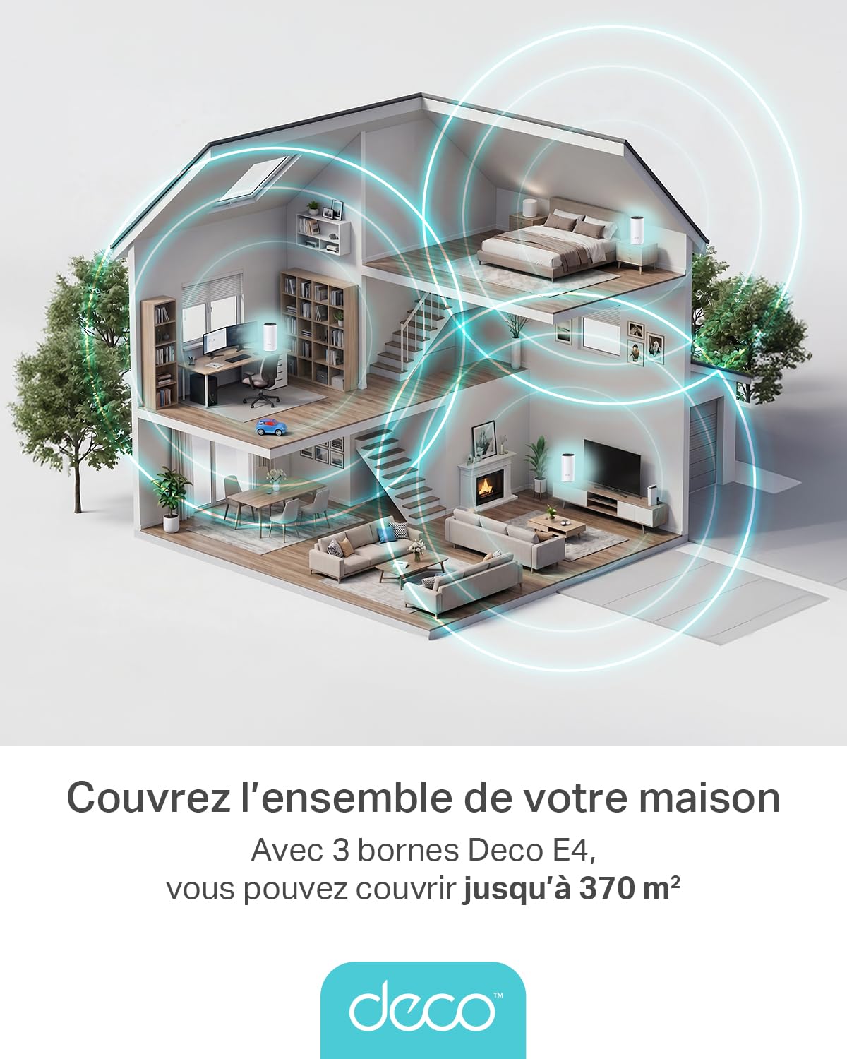 TP-Link Deco E4(1-Pack) Systèmes WiFi Mesh Rapide - Contrôle Parental - Ports Ethernet - Couverture WiFi jusqu'à 140m2 - Compatible avec Amazon Alexa et IFTTT