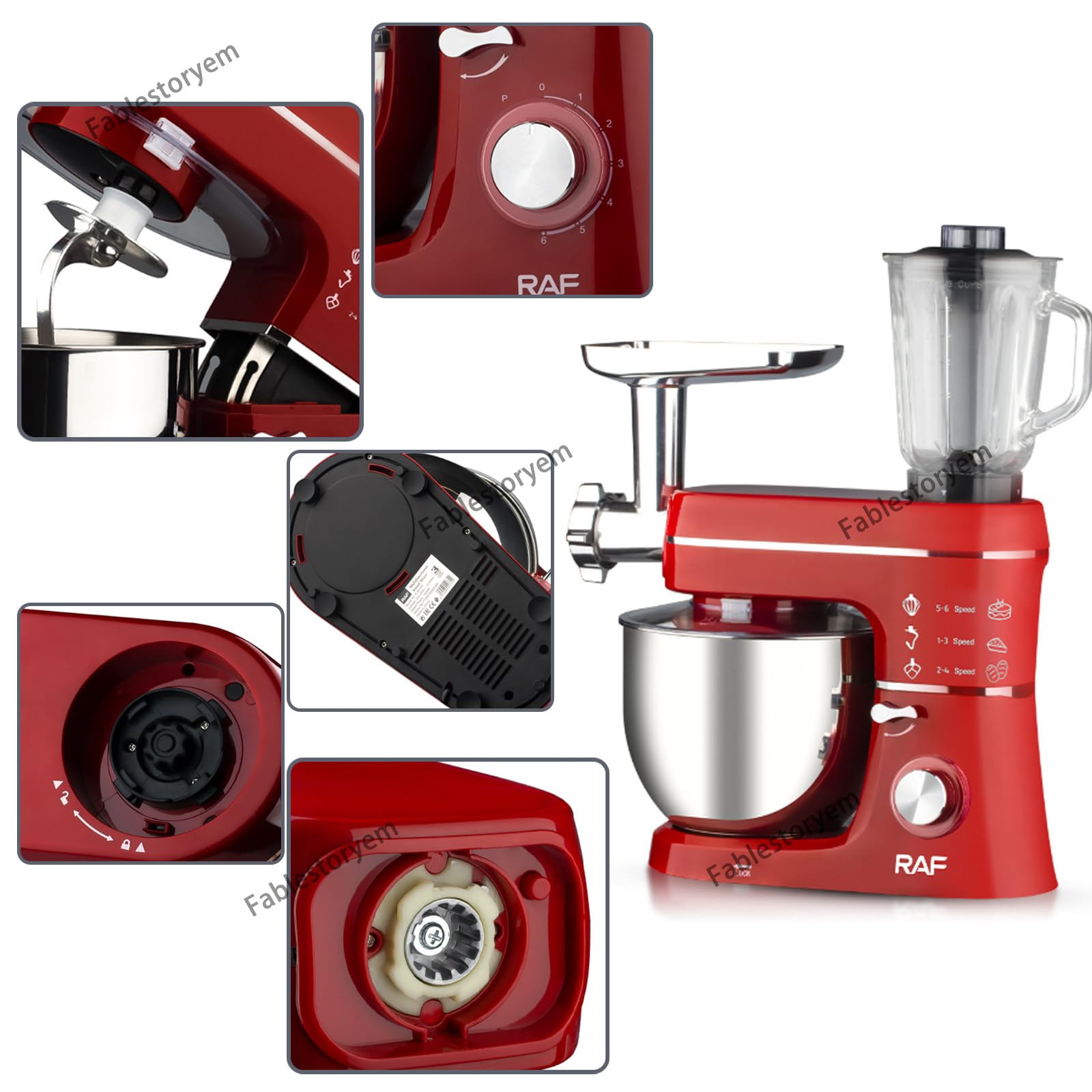 Machine de Cuisine Universelle 5 en 1 | avec Système de Battement Planétaire | Multifonctionnelle avec Hachoir à Viande | Presse-Agrumes de 1,5 L | Bol en Acier Inoxydable de 10 L,Black