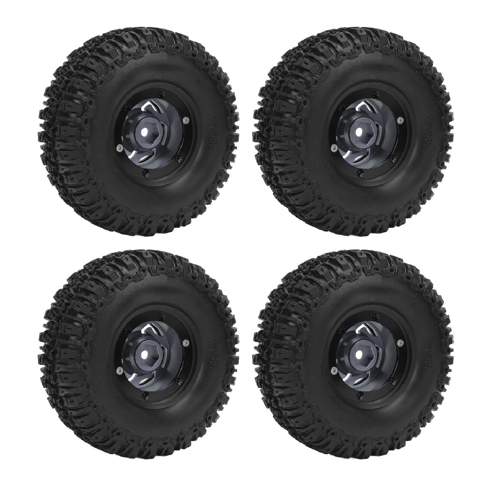 Dilwe 4-teiliges RC-Crawler-Naben- und Reifen-Set, Kratzfestes Kunststoff-Aluminiumlegierungs-Felgen-Set für RC-Autos, 120 X 46 Mm (Ti-Farbe