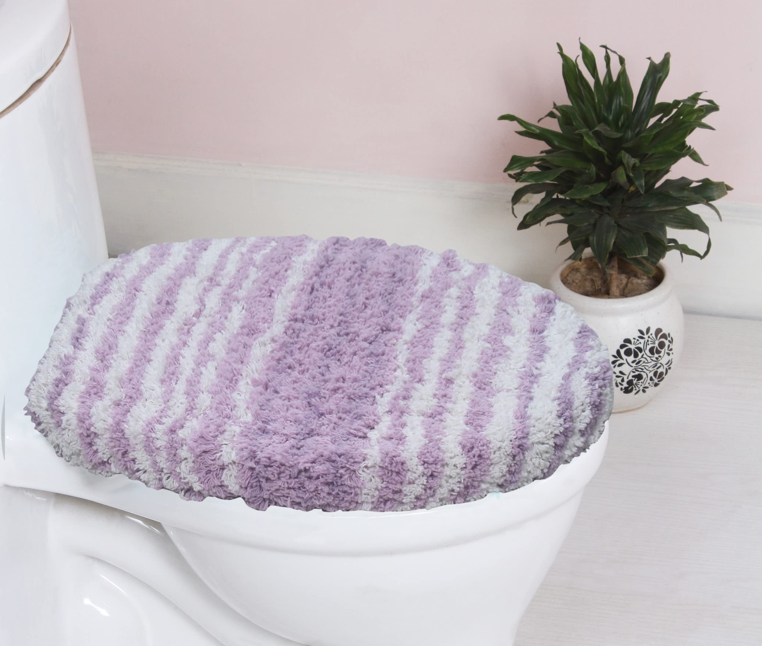 Home Weavers Gradation Collection 100% Cotton Toilet Lid Cover, Soft & Absorbent Bath Accessory, Non-Slip, Machine Washable, 18"x18" Toilet Lid Cover,