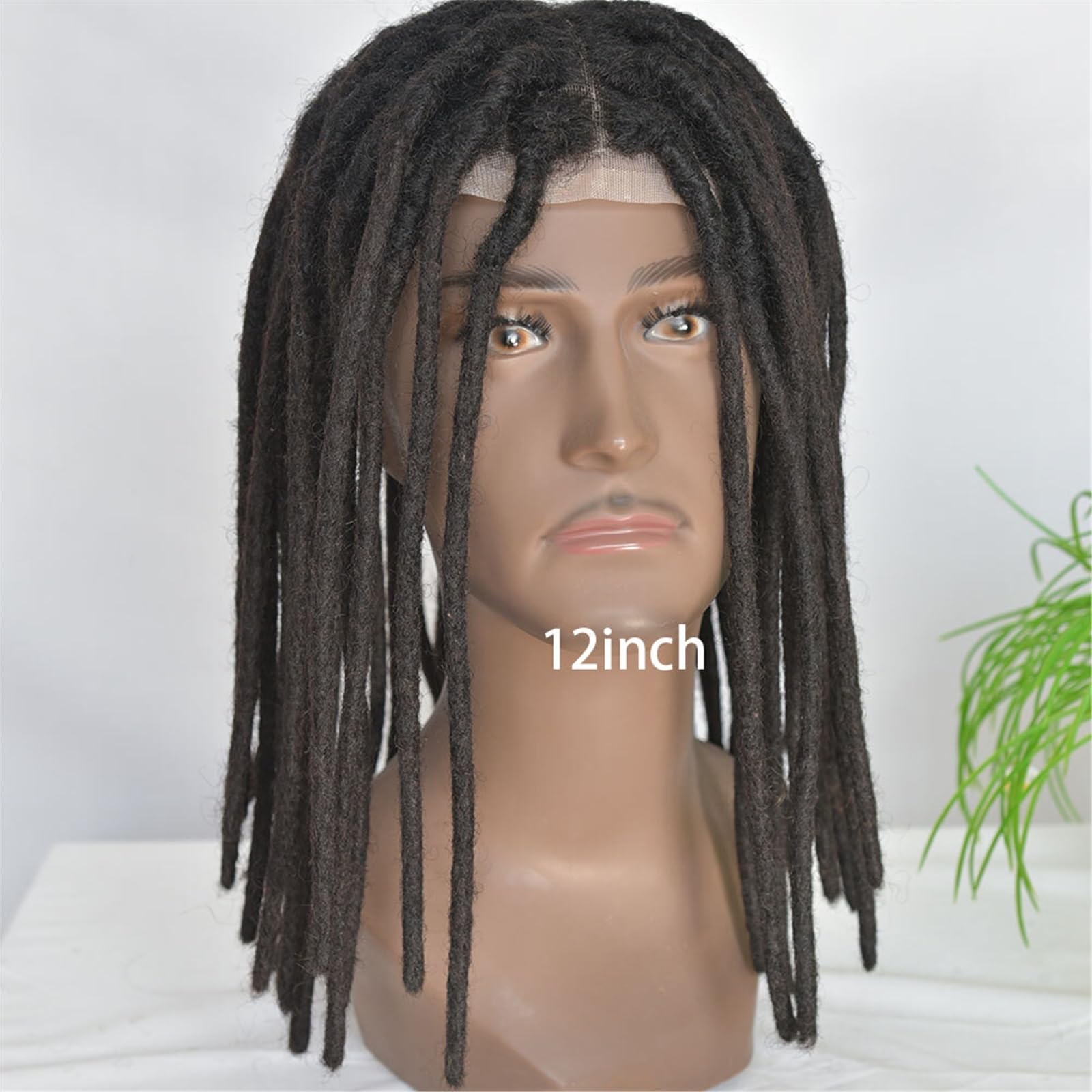 Tupecik męski 12-calowe przezroczyste, pełne koronkowe dredy z podstawą Afro Dredy ludzkich włosów Treski(10 Inches)