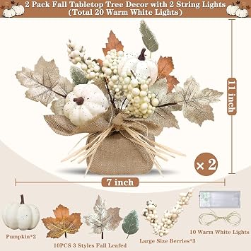 Timer - 2 Pack Fall Tabletop Maple Tree with 20LEDs
