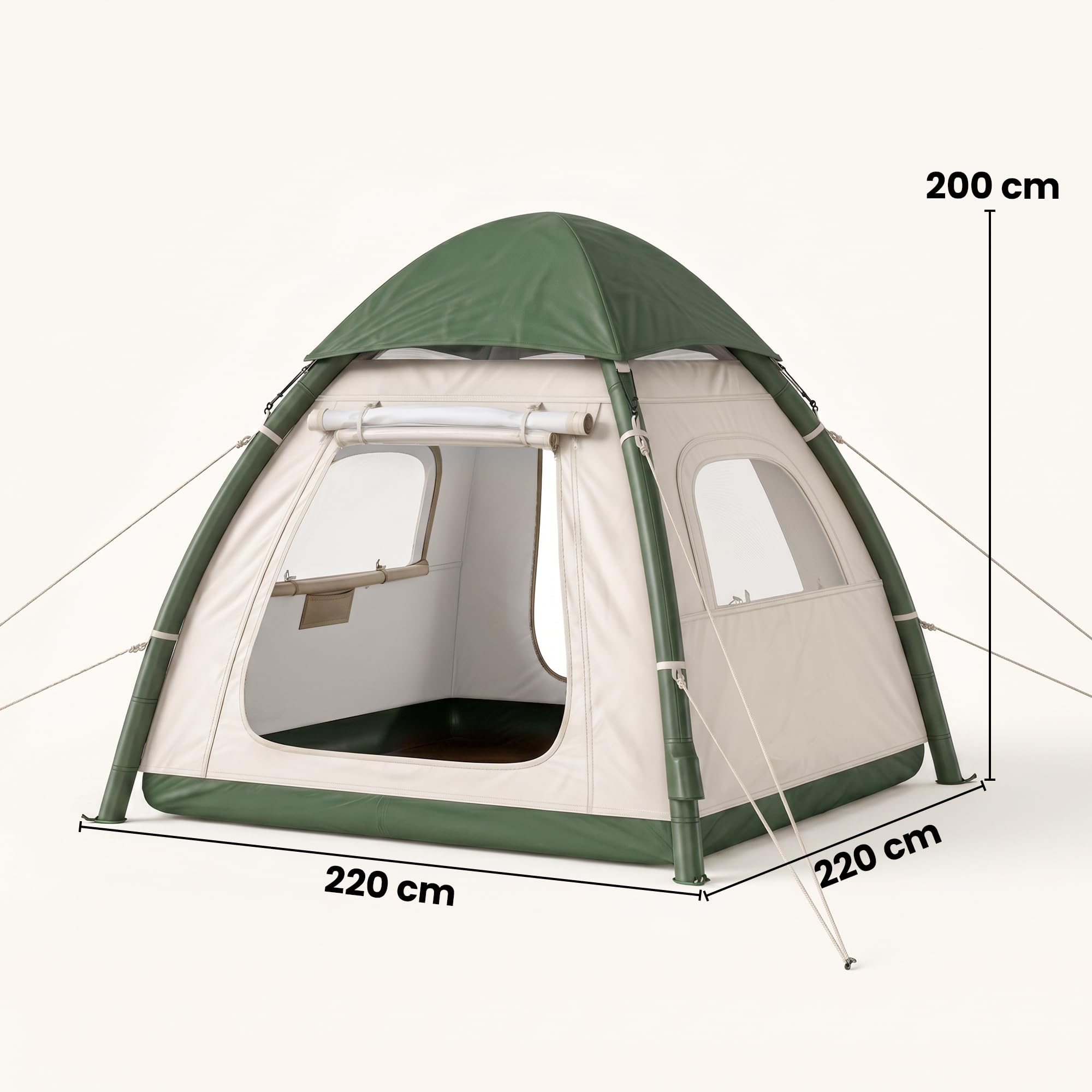 Outsunny Tente de camping gonflable avec pare-pluie, tente gonflable pour 3 personnes, tente gonflable étanche de 3000 mm avec vestibule, hauteur de hauteur de 190 cm, pompe de sécurité à gonflage