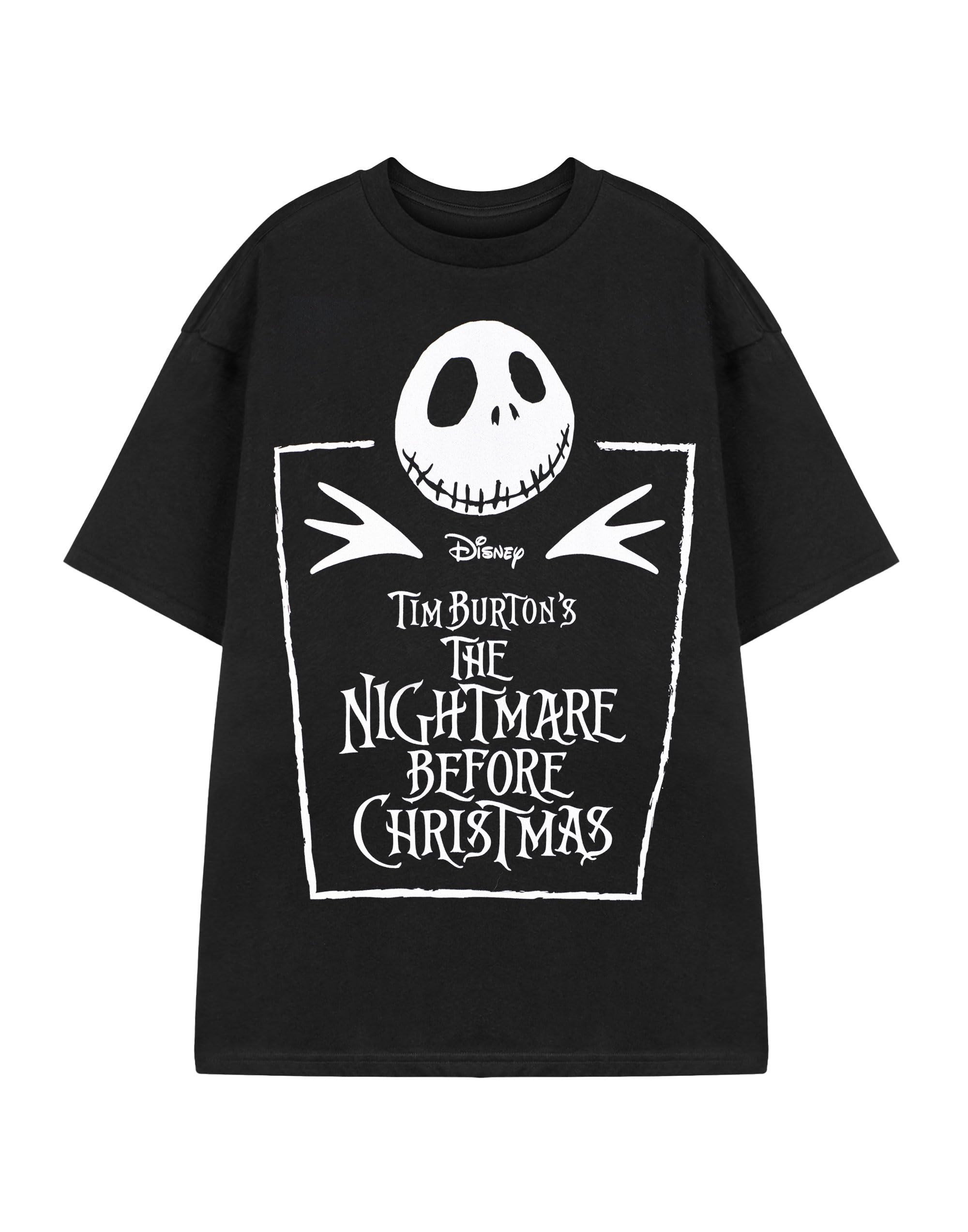 Disney Unisex Coffin The Nightmare Before Christmas Black Short Sleeved T-Shirt | Graphic Tee For Fans Of Tim Burton | Jack Skellington & Sally Print | Goth Style Top