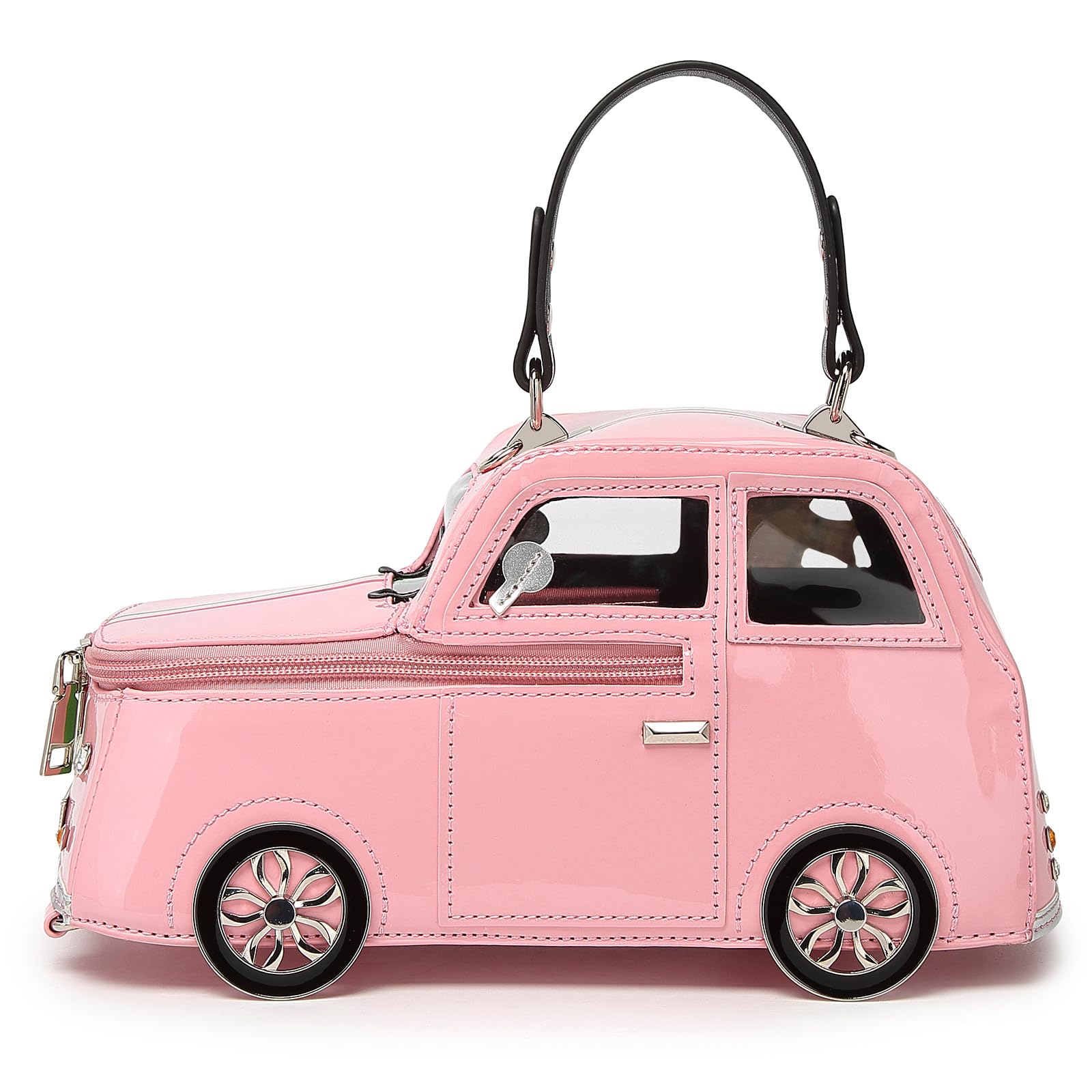 Greabuy 2 bolsas ergonómicas inspiradas en el coche, bolso de mano de piel sintética con asa extraíble y múltiples bolsillos en forma de coche