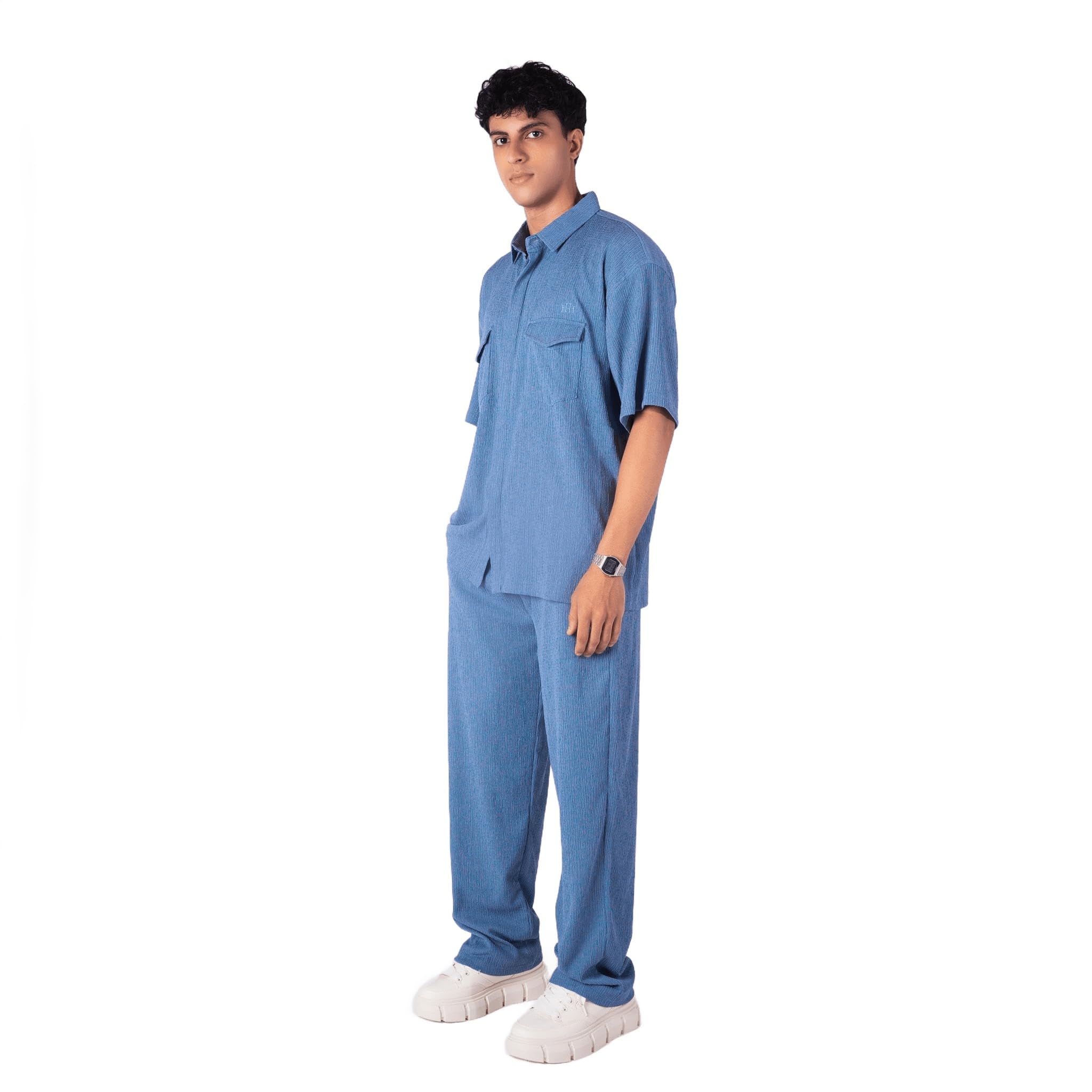 STEEL BLUE CRINKLE CO-ORD SET| Comfortable & Stylish Clothing | Soft Fabric | Breathable Fit-image-10