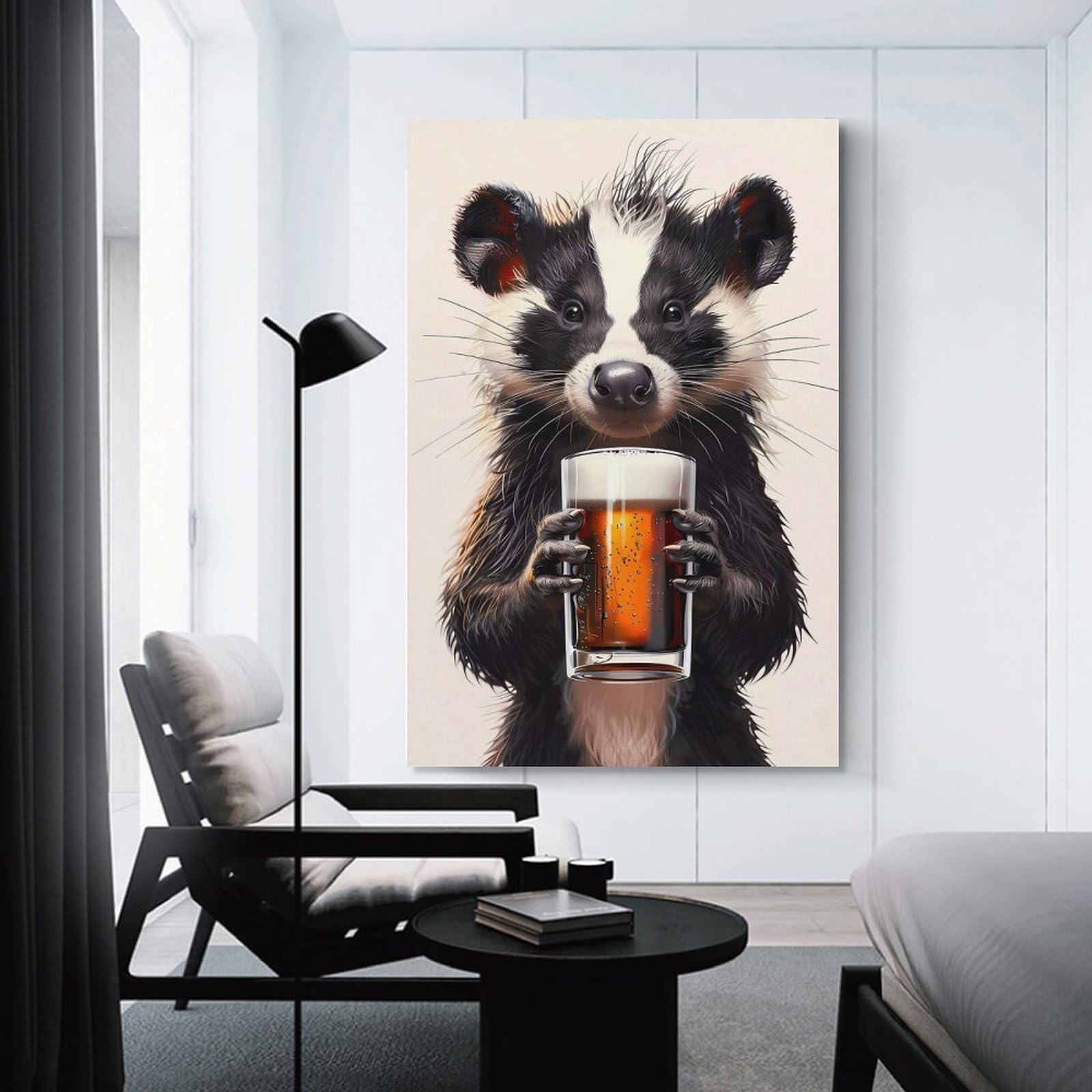 Junmoney Skunk Beer Wall Picture Print 24x36inch(60x90cm), for Home Office, Desk Area Or Studio, Home Office Artwork with Decorative Appeal