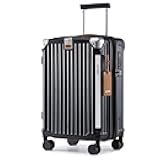Carry On Luggage, Expandable Suitcase with Smart Cup Holder and USB Port, 20 IN Hardside Checked with TSA Lock Spinner Double Wheels, Black