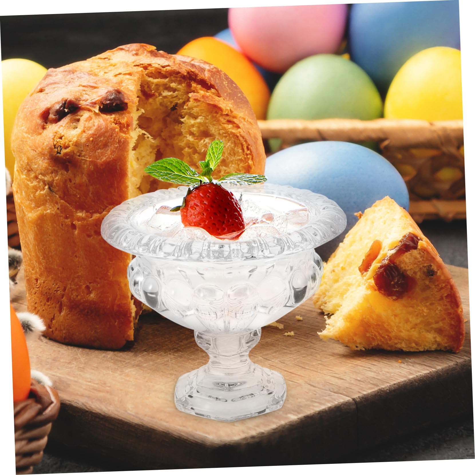 ABOOFAN Coppa Gelato in Vetro Stile Europeo, Piede Decorativo | Festa Estiva, Ciotola in Vetro Trasparente, Dessert Glass Cups per Budini e Drink Freddi