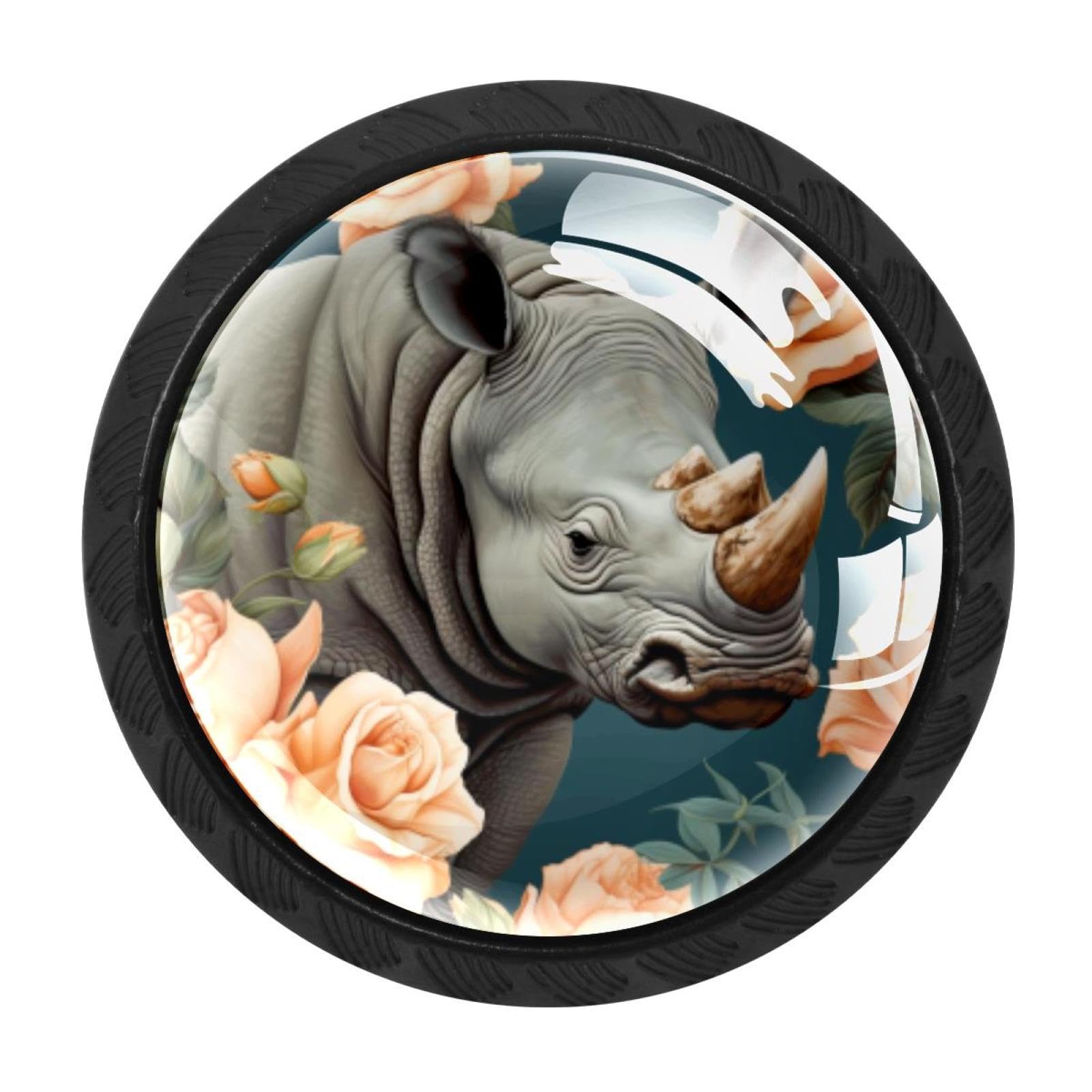 CHENZZZZ Rhinoceros Cabinet Knobs 4 Pieces Drawer Kitchen Cabinets Dresser Cupboard Wardrobe Unique Pulls Handles