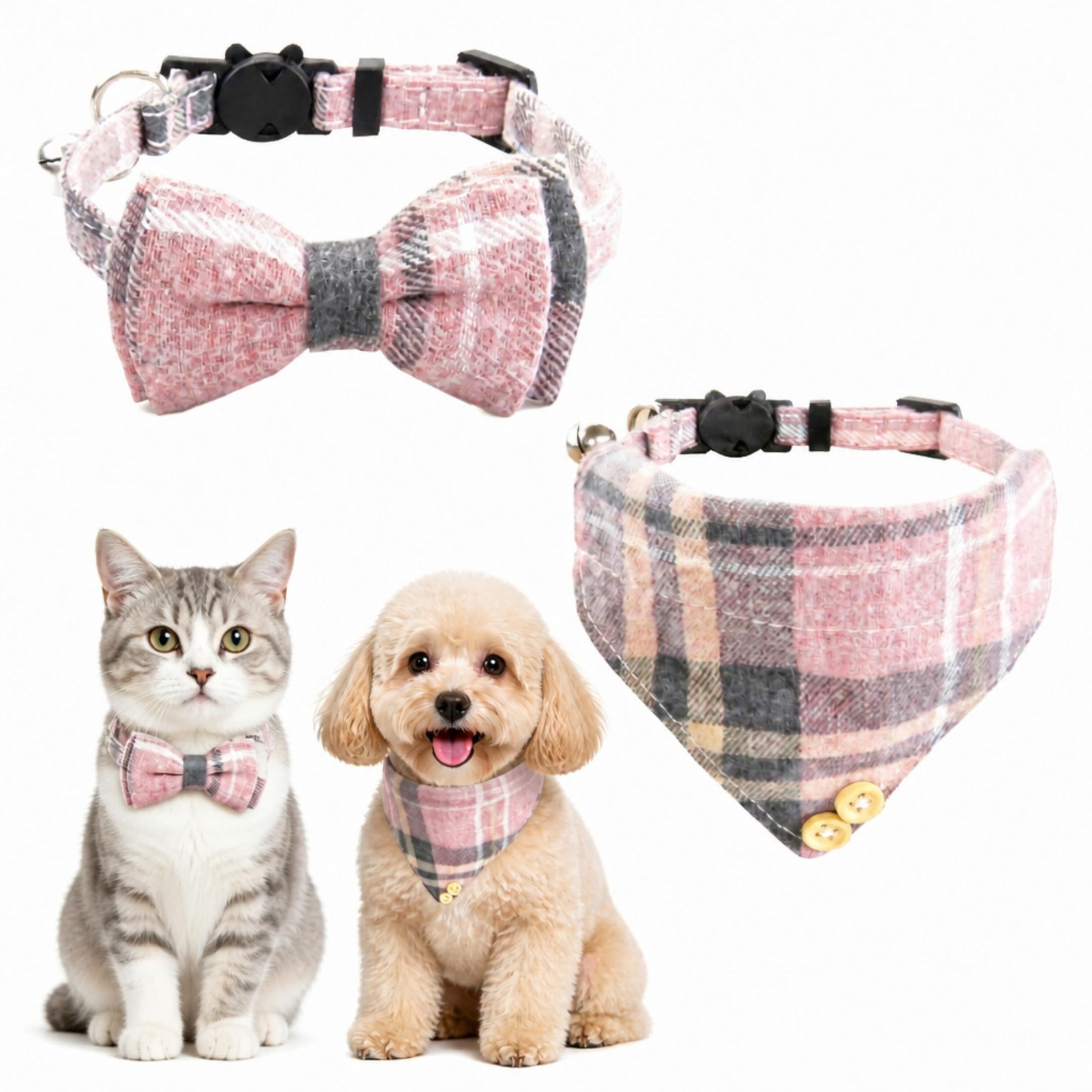Agvdg Soft Adjustable Bow Tie and Bandana Cute Puppy