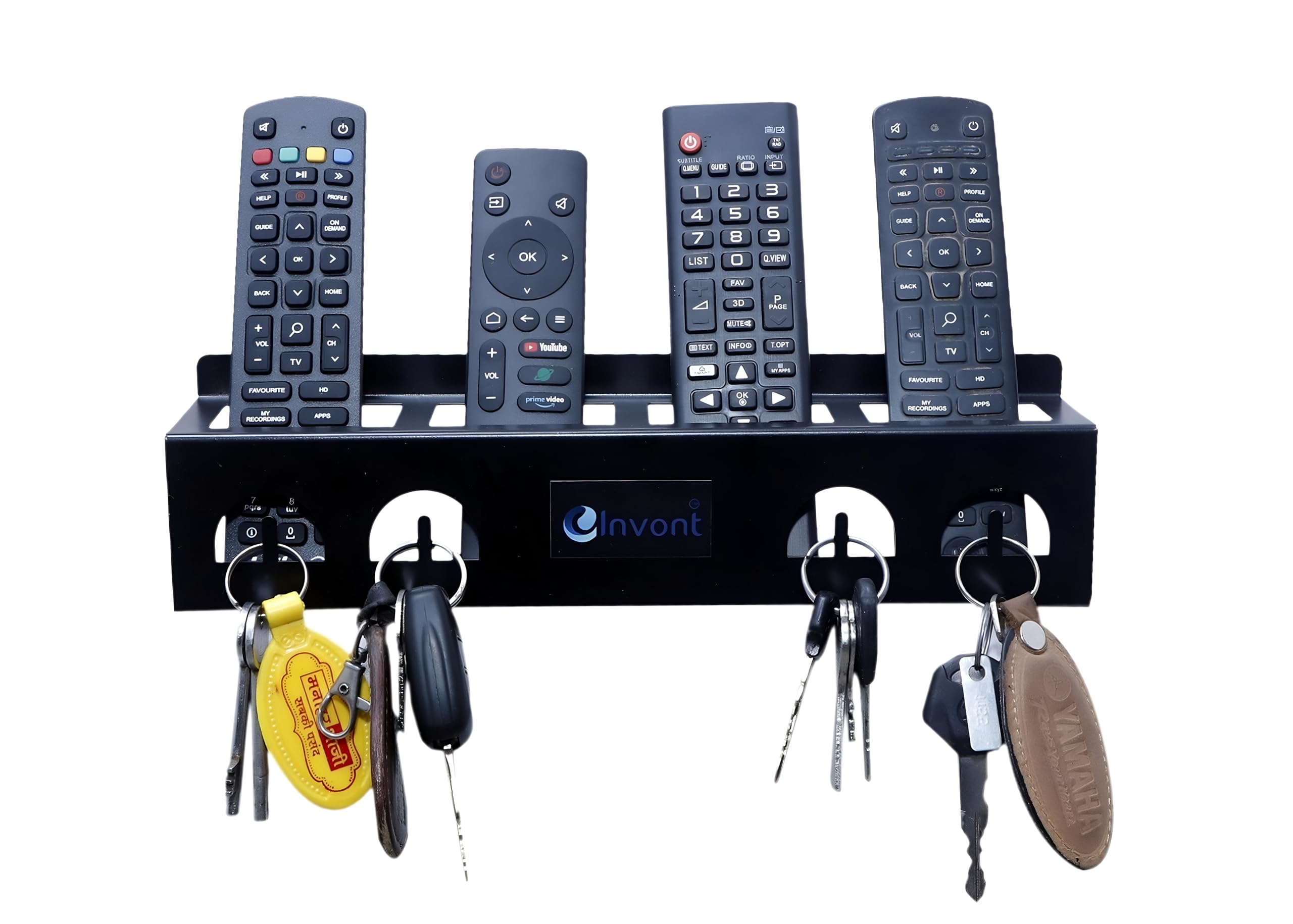 Invont Wall Mount Remote Holder | Metal Key Holder | Matt Black Powder Coated 1mm Thickness Steel - Compatible with TV | AC | DVD | DTH | Remotes | AC Remote Wall Stand | TV Remote Holder | Wall Shelf (B0CD5X9FW1) Amazon Price History, Amazon Price Tracker
