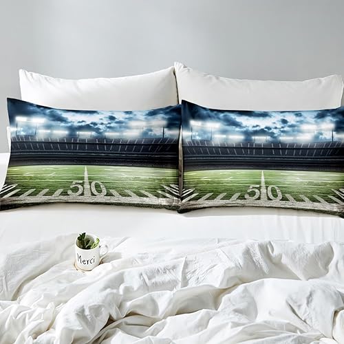 Miniatura 4 de Erosebridal Juego de ropa de cama de fútbol americano, tamaño matrimonial, funda de edredón con temática de juegos deportivos, funda de edredón de