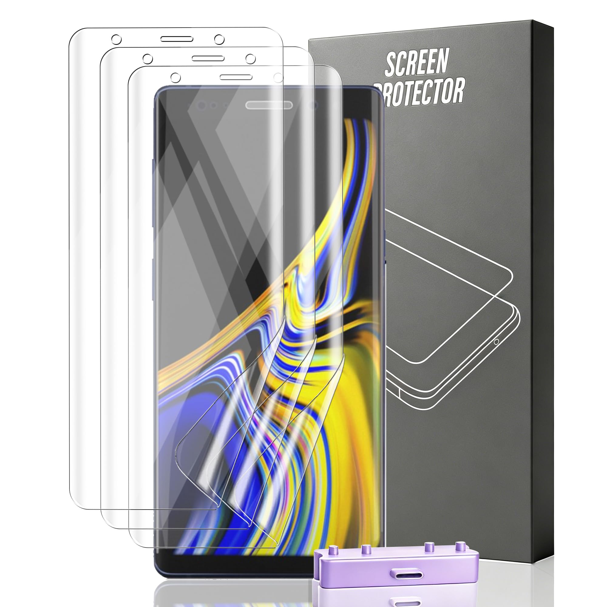 3 Pack for Samsung Galaxy Note 9 Screen Protector Flexible TPU Film Not Tempered Glass with Easy Installation Tool, Anti Scratch HD Clear Screen Protector for Samsung Galaxy Note 9