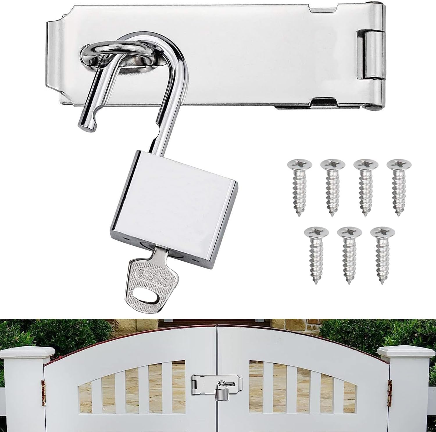 Door Padlock Hasp Kit, Door Padlock and Hasp with Padlock and Screws