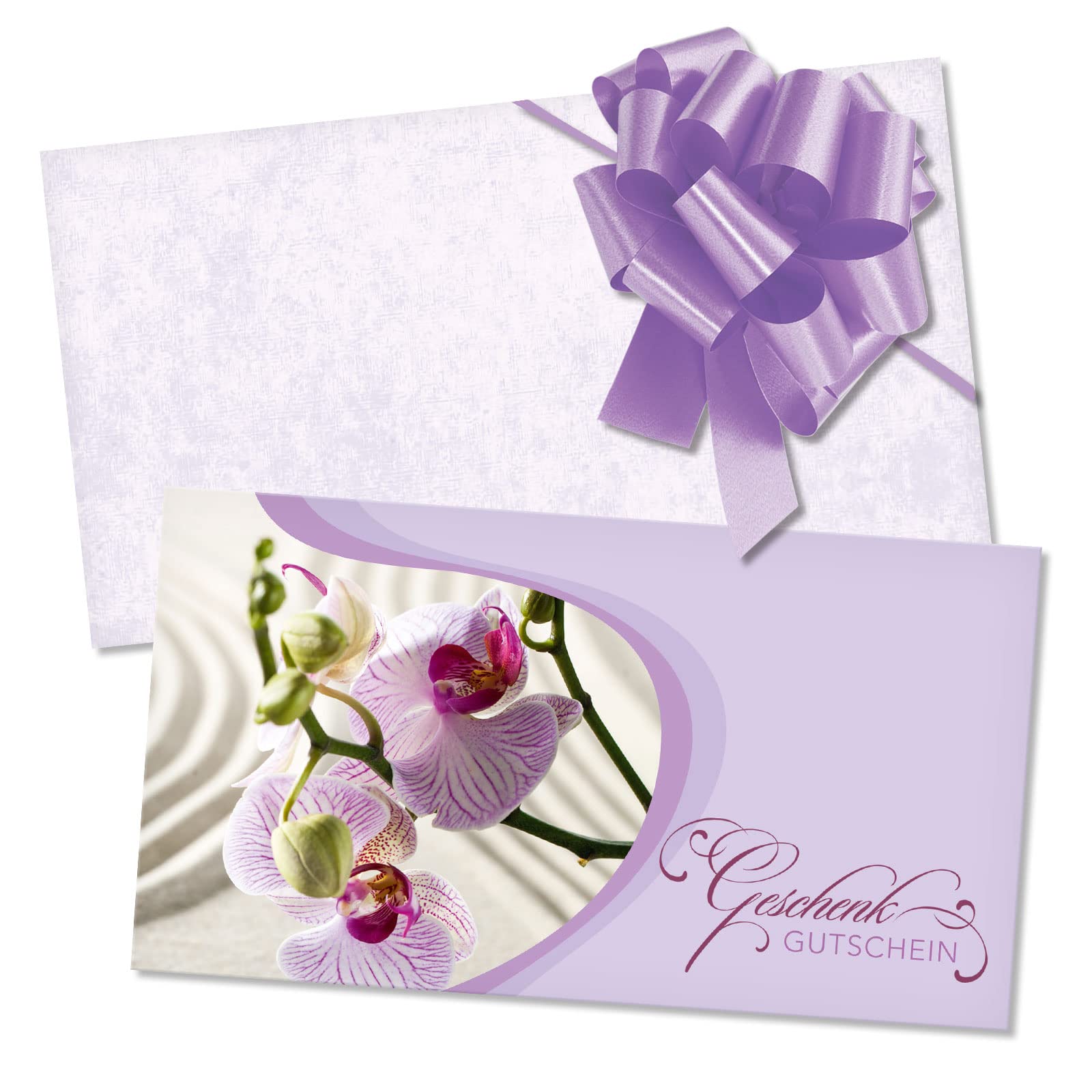 GESCHENKGUTSCHEINcom Gutschein-Set - 50 Gutscheine mit Umschlag & Schleife für Kosmetiksalon Kosmetik Wellness Spa Massageinstitute