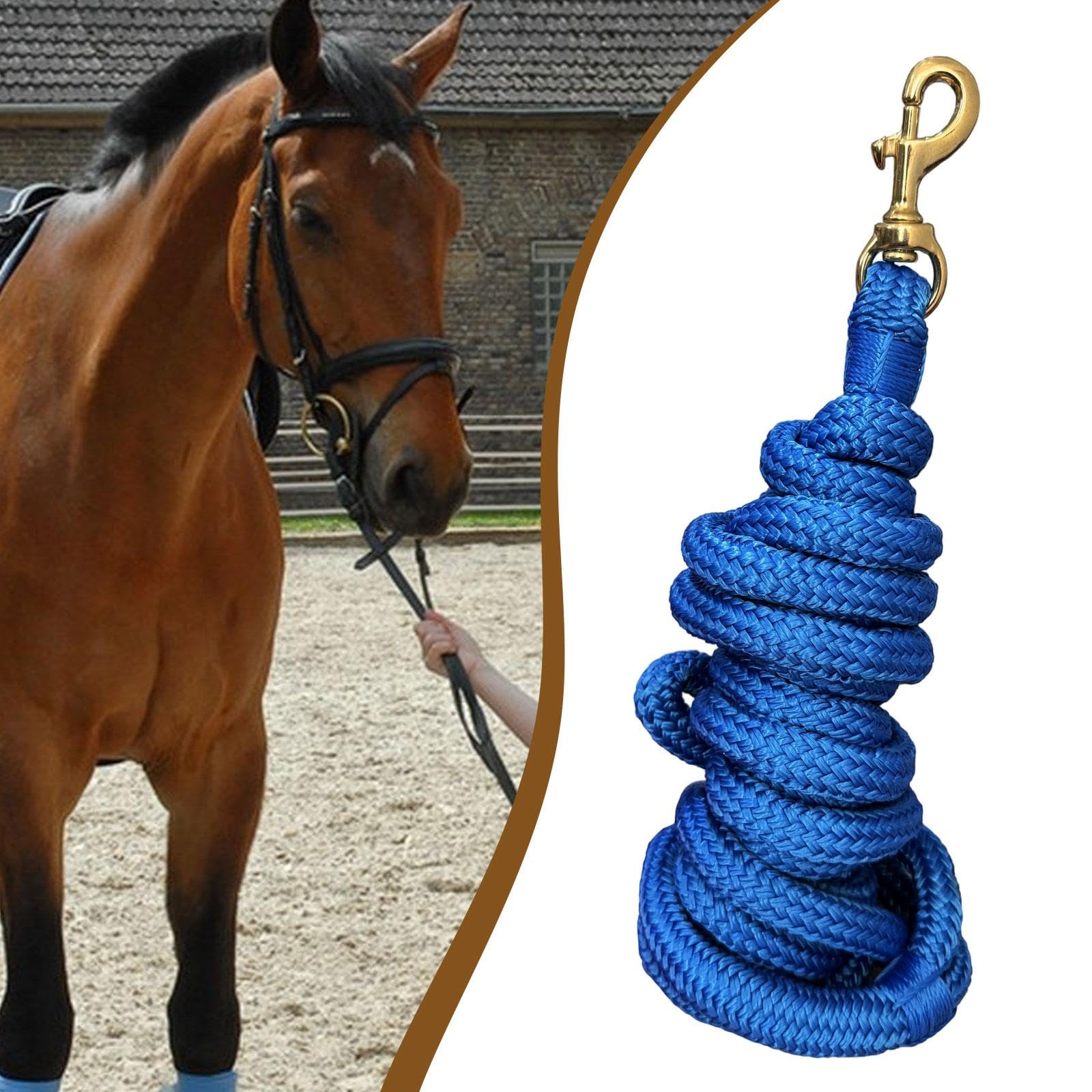 Sharplace Corda per Cavalli, guinzaglio per Prestazioni equestri, Linea di longhina, Attacco rapido per Cavezza, per Pecore, Blu