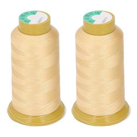 2pcs Sewing Thread Cones High Tensile Strength Preventing Breakage 2187 Yards Each 3 Strand Embroidery Thread Spools (Beige)