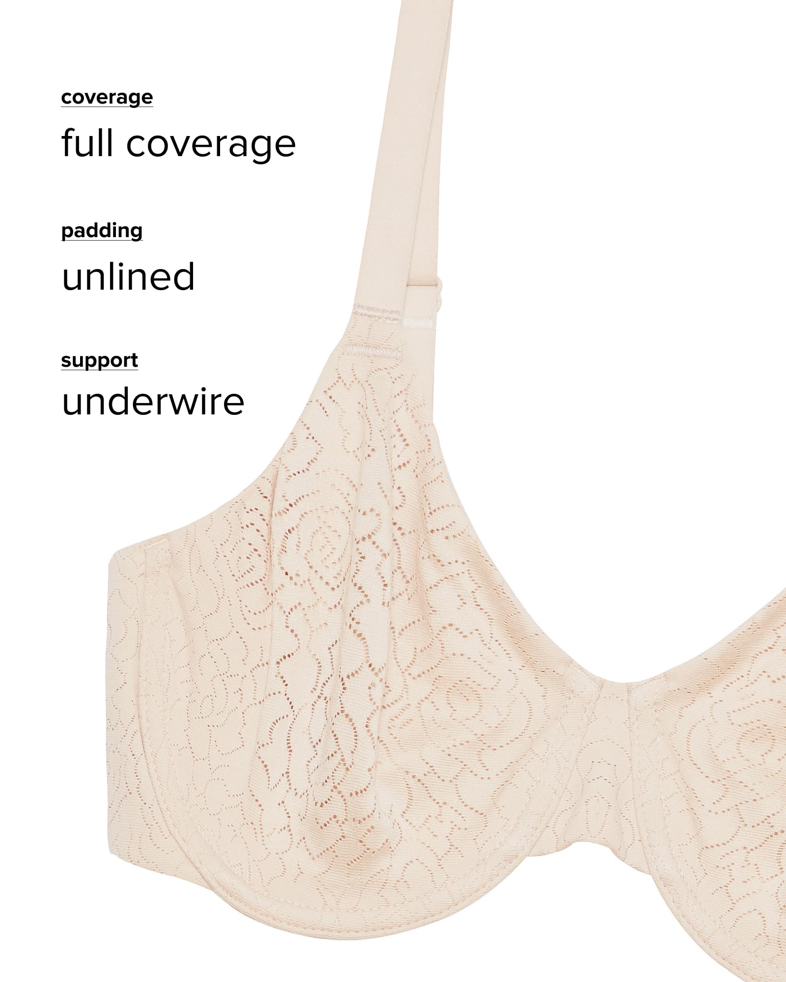 Wacoal Inside Job Unlined Full Coverage Underwire Lace Bra, 855345 Sujetador de Cobertura Completa Mujer (Pack de 1)