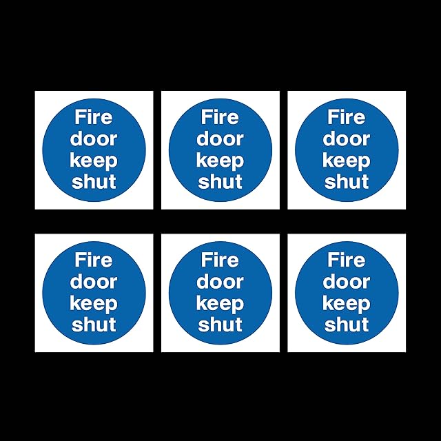 6x Fire Door Keep Shut Sign Waterproof Self Adhesive Stickers 85x85mm