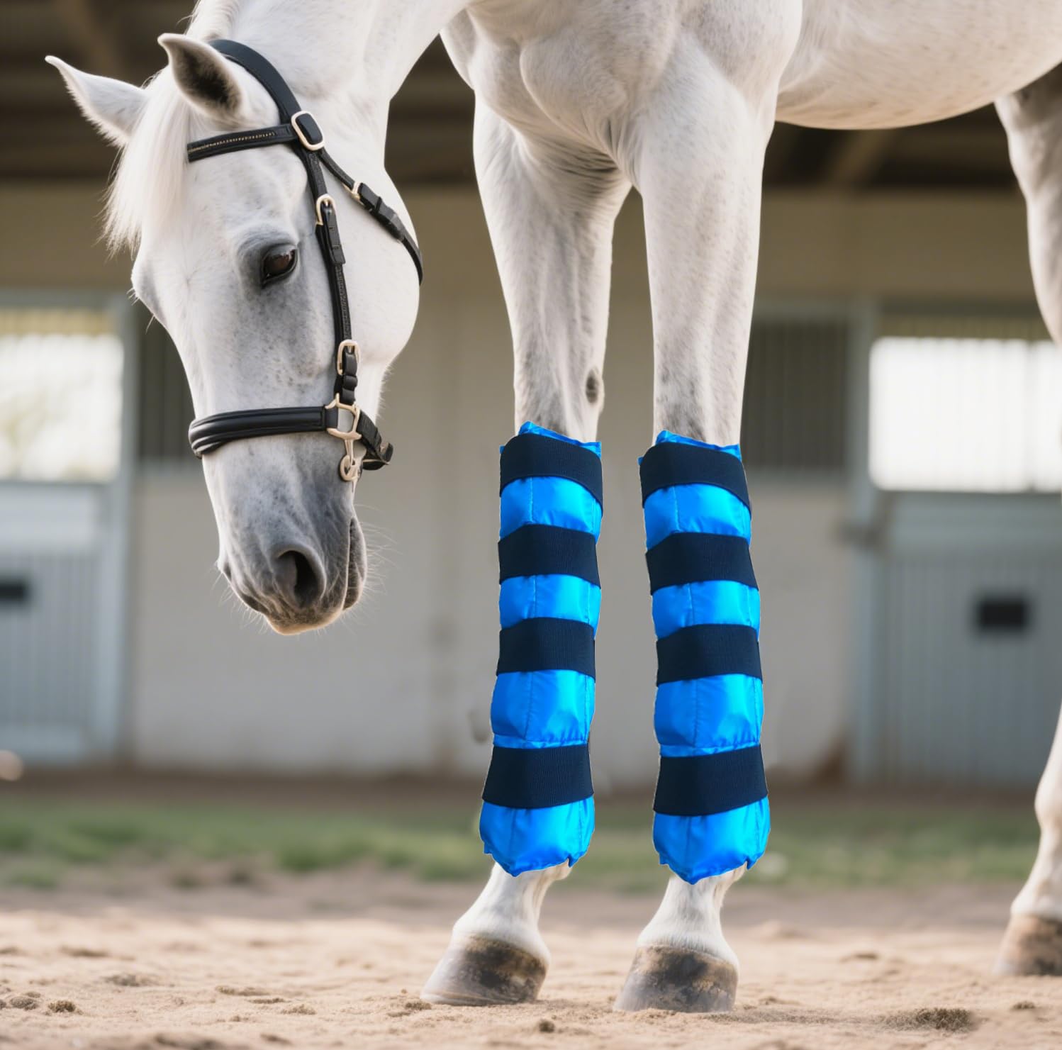 Horse Ice Boots - Reusable Gel Ice Pack for Horses | Cooling Leg Wraps for Hock, Knee, Ankle & Hooves | Horse Supplies & Care Gift Ideas - 1 Pair,: Blue
