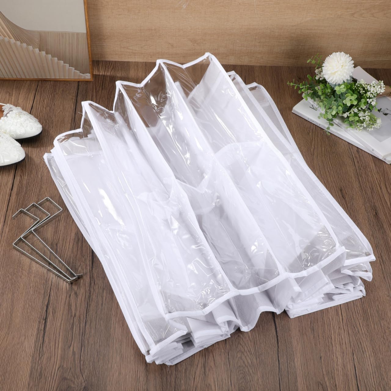 Cabilock Over the Door Shoe Organizer White Large Hanging Closet Storage Rack with Hooks Space Saving Holder for Shoes Slippers Belts Scarves in Bedroom Dorm Apartment