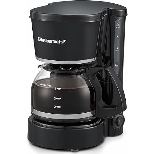 Elite Gourmet EHC-5055 Automatic 5-Cup Brew & Drip Coffee Maker with Pause N Serve Reusable Filter, On/Off Switch, Water Level Indicator