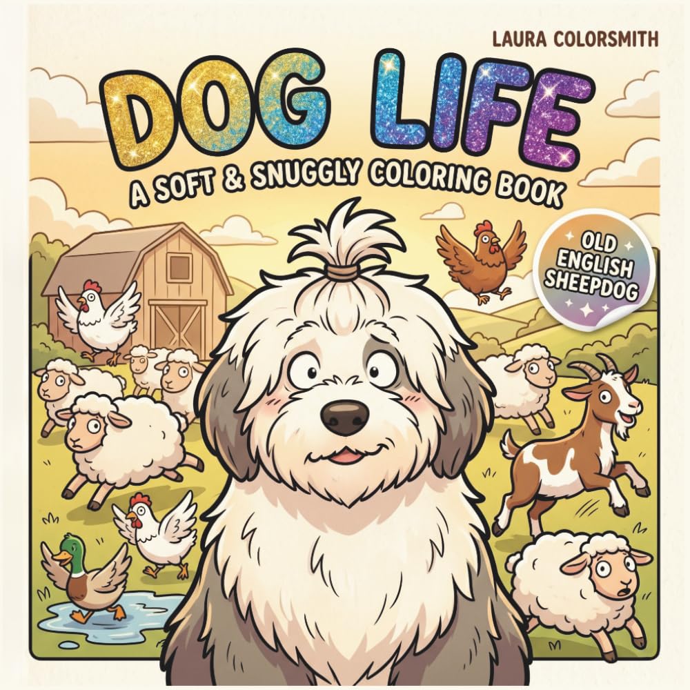 Old English Sheepdog Dog Life - A Soft & Snuggly Coloring Book: Cute & Cozy Old English Sheepdog Designs – A Relaxing Coloring Book for Kids & Adults (Dog Life Coloring Book)