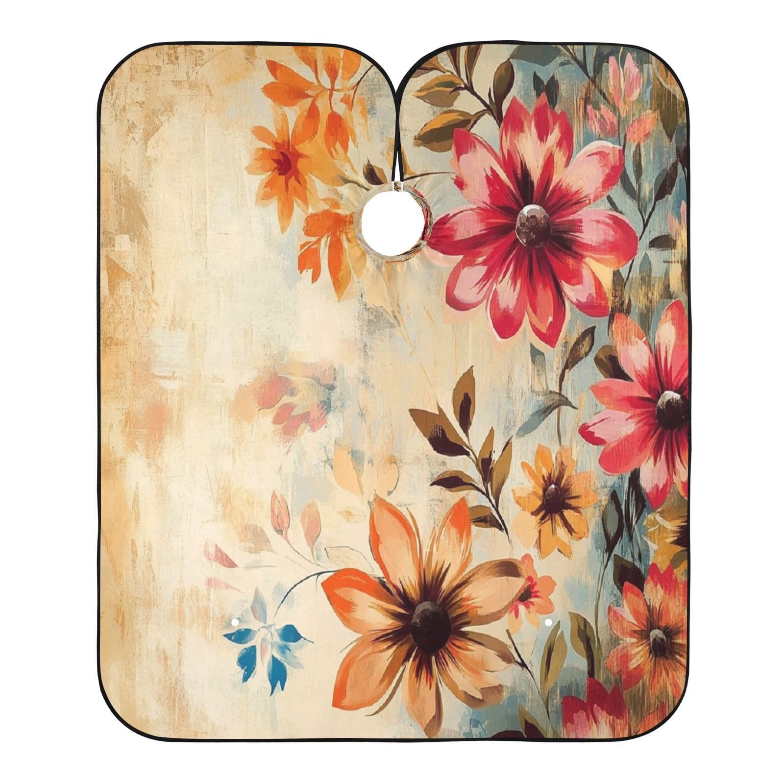 Kigai Colorful Flowers Hair Cutting Cape for Men & Women Waterproof Barber Cape Professional Hairdressing Salon Styling Apron with Adjustable Closure Snap