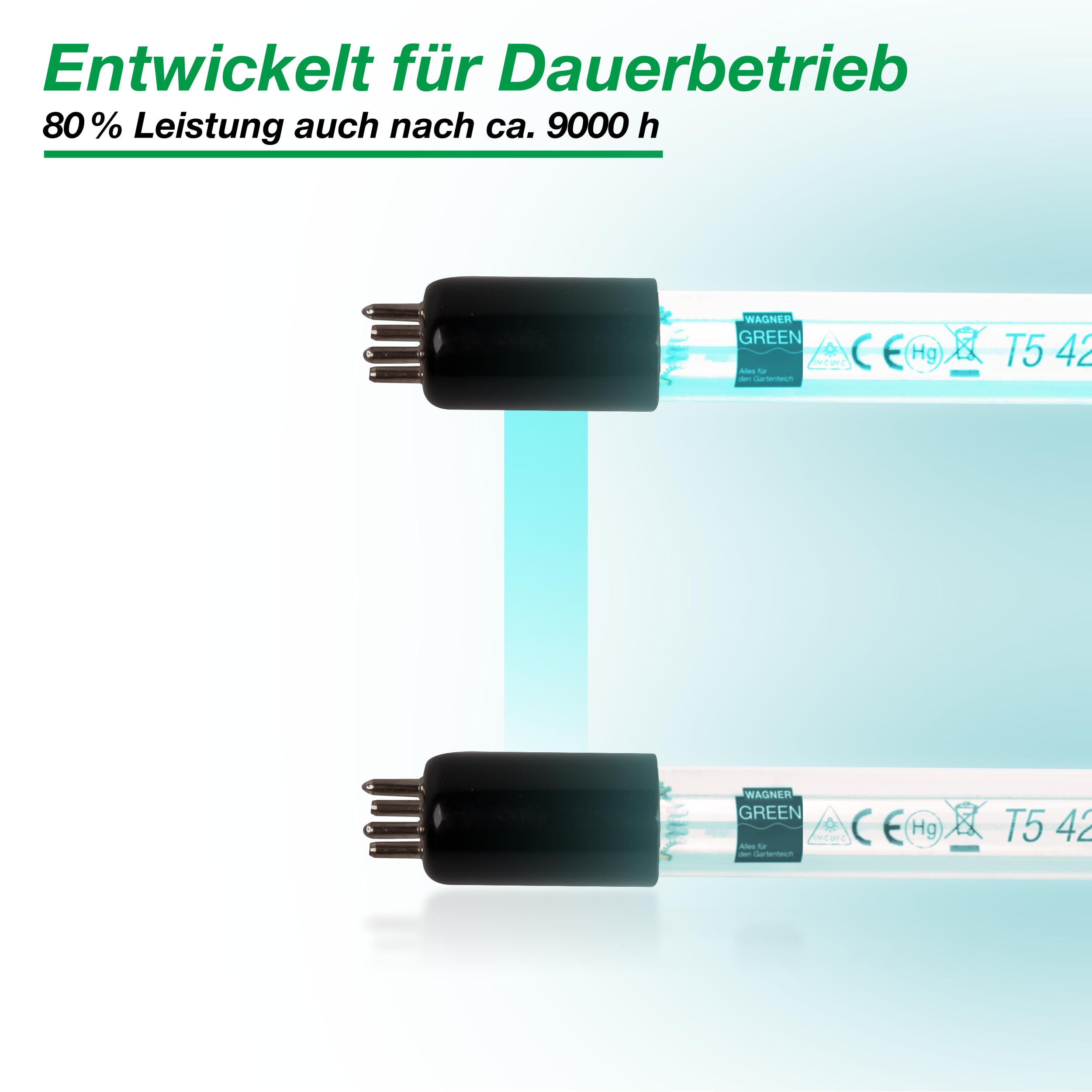 Wagner Green Tower UV-C 42 Watt Teichklärer | Wasserklärer ohne Chemie | UVC Lampe Algenvernichter | Desinfektion für klares Wasser im Teich bis 42.000 L