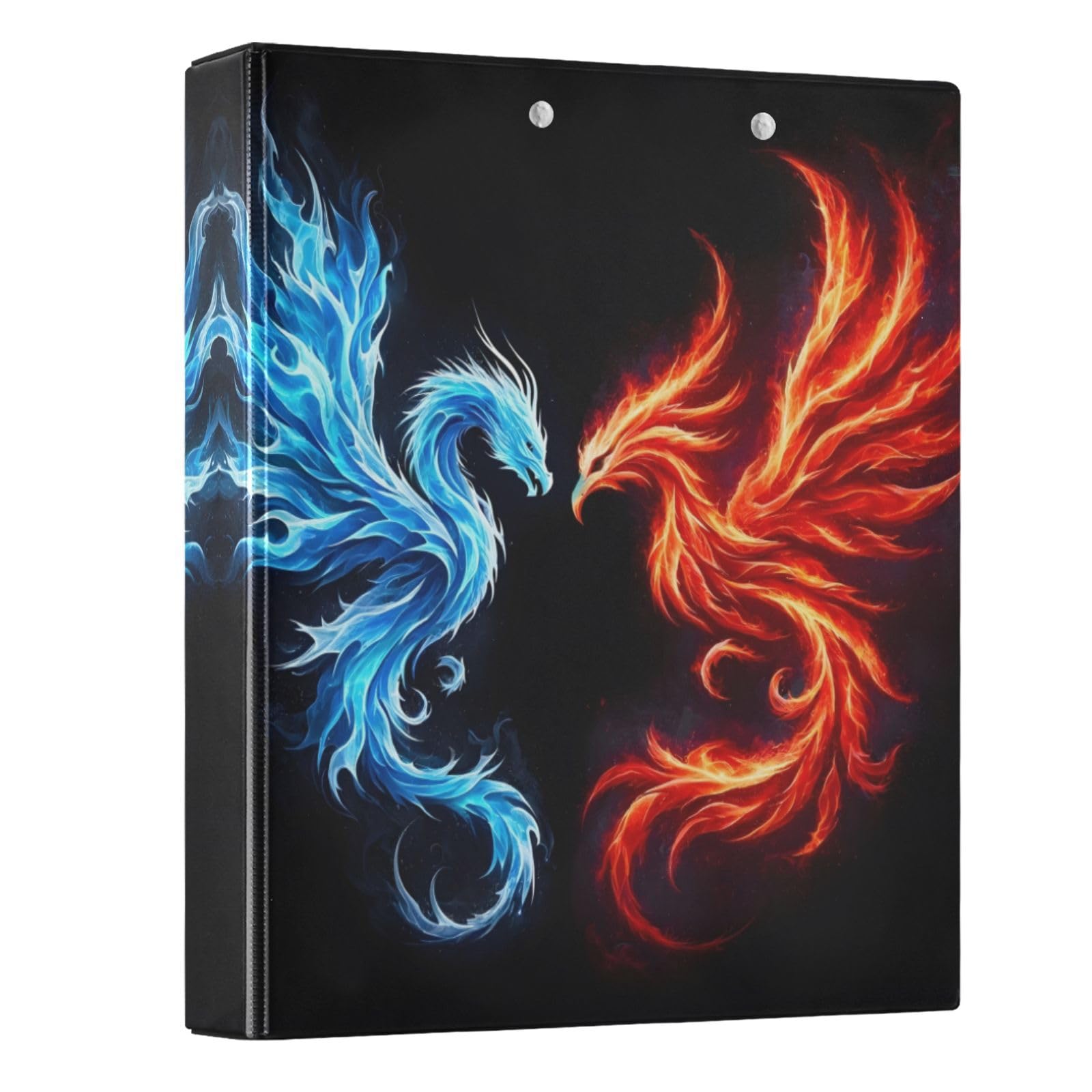 3 Ring Binder Dragon Phoenix 1.5" Round Ring Binders View Binder with 200 Sheet for Kids School Supplies Women Men Office, 1 Pack