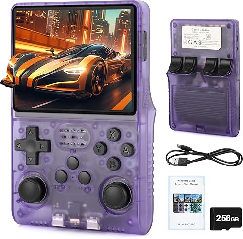 Miniatura 1 de R40S Pro - Consola de juegos retro portátil  256 GB de almacenamiento, batería de 3800 mAh, pantalla IPS de laminación completa de 3.5 pulgadas, más