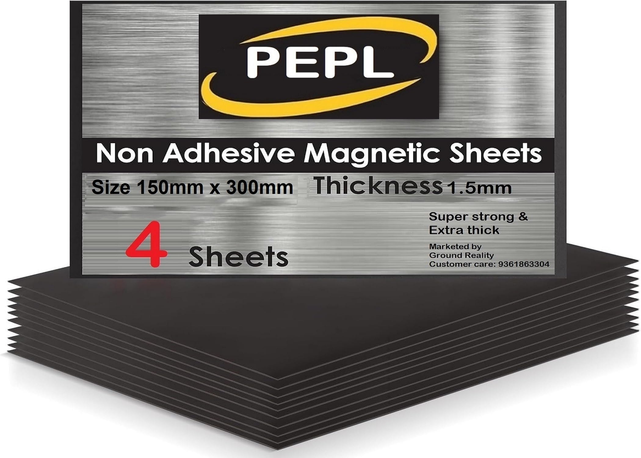 PEPL Magnetic Magnet Sheet 4 Pack Size 150mm X 300mm Non Adhesive, Create Your own Photo Fridge Magnets, Easy-to-Use for DIY Art and Crafts, 1.5mm Thickness (7.5x12 Inch)